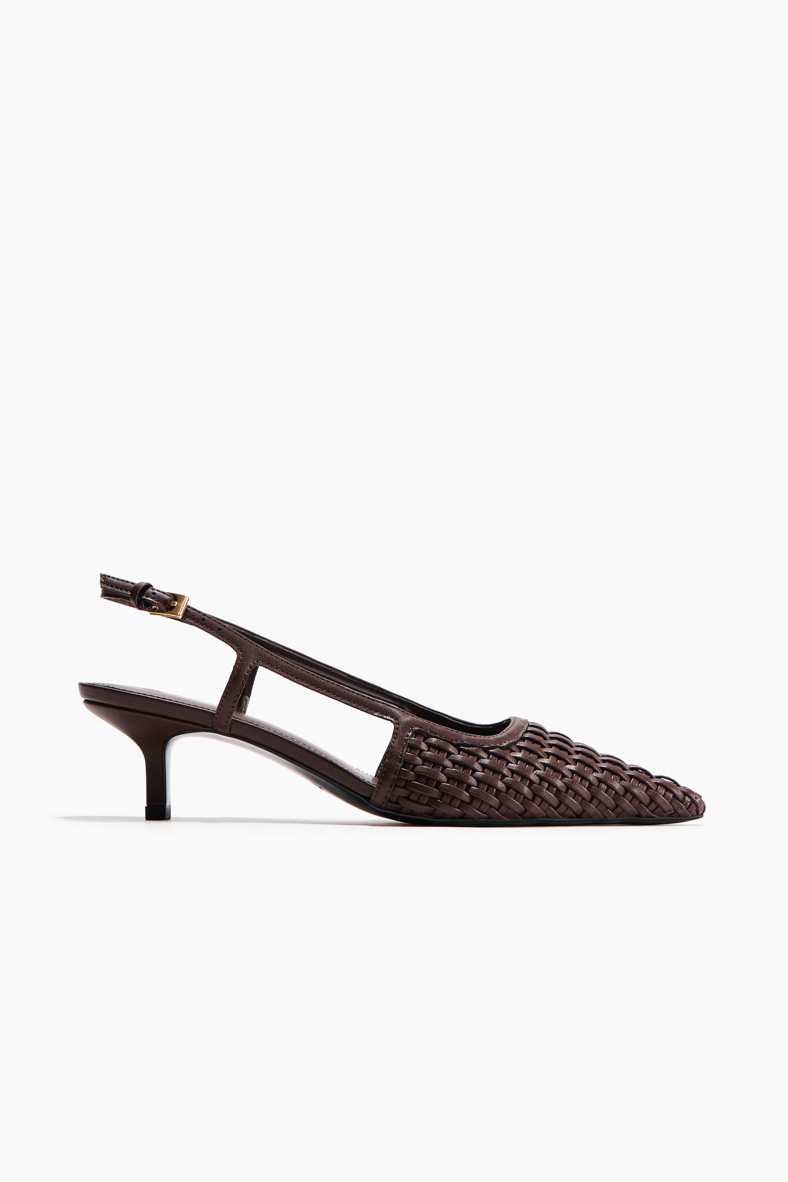 Zapatillas de talón descubierto con tacón kitten - Café oscuro