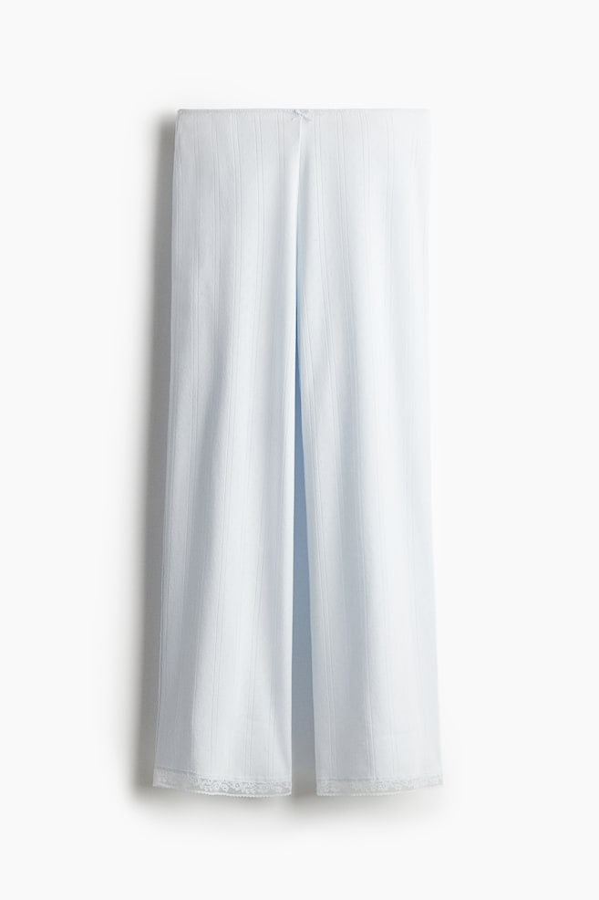 Pointelle Pajama Pants - Light blue/Cream - 1