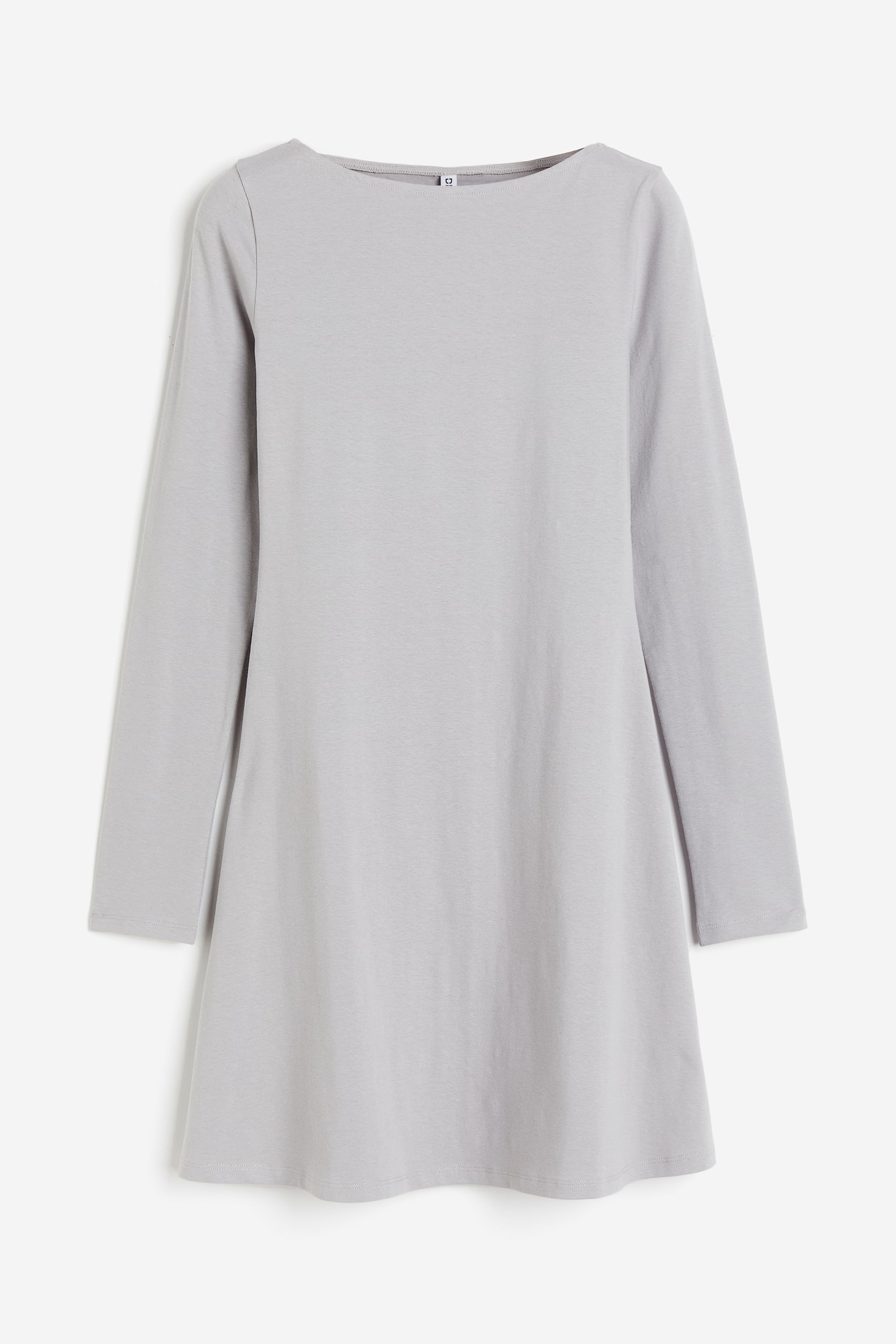 Flared-skirt jersey dress - Light grey/Black - 1