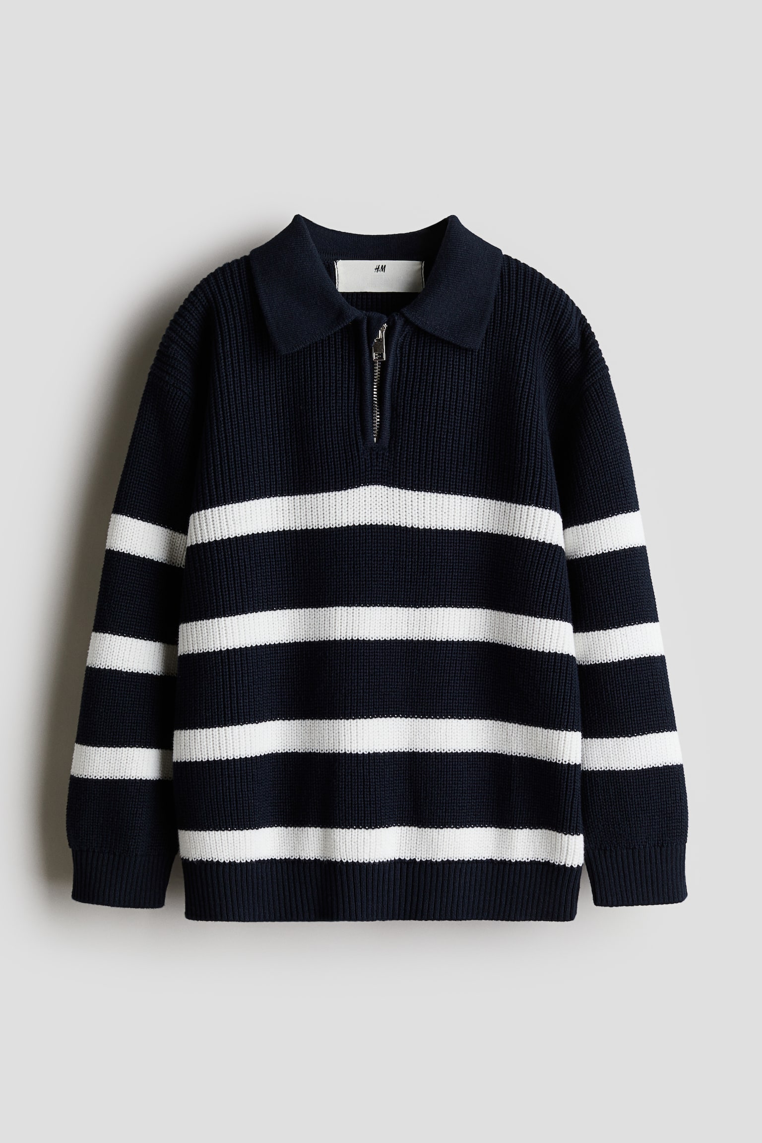 Zip-top polo jumper - Dark blue/Navy blue/Brown - 1