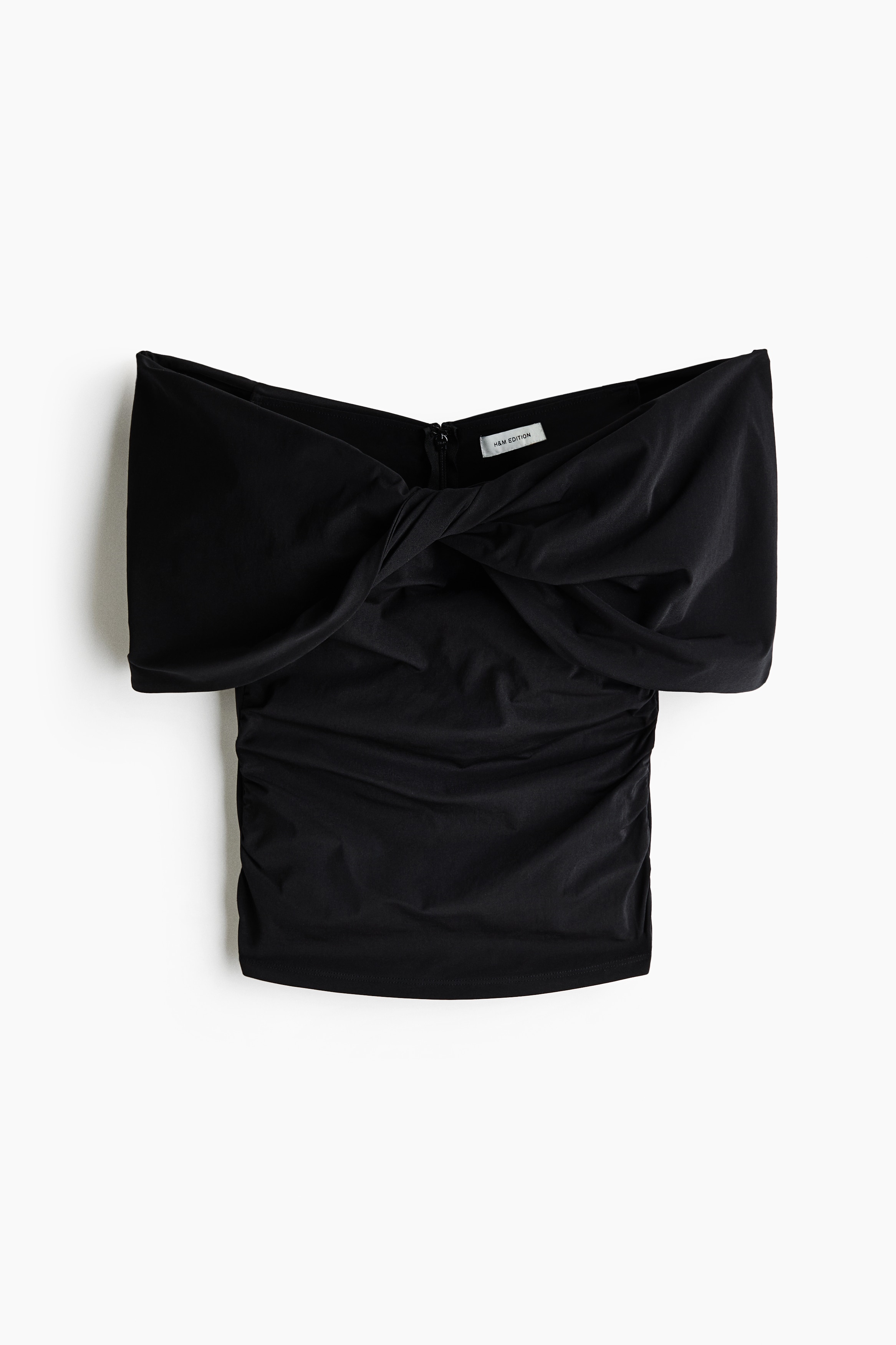 Twist-Detail Off-the-Shoulder Top-Black