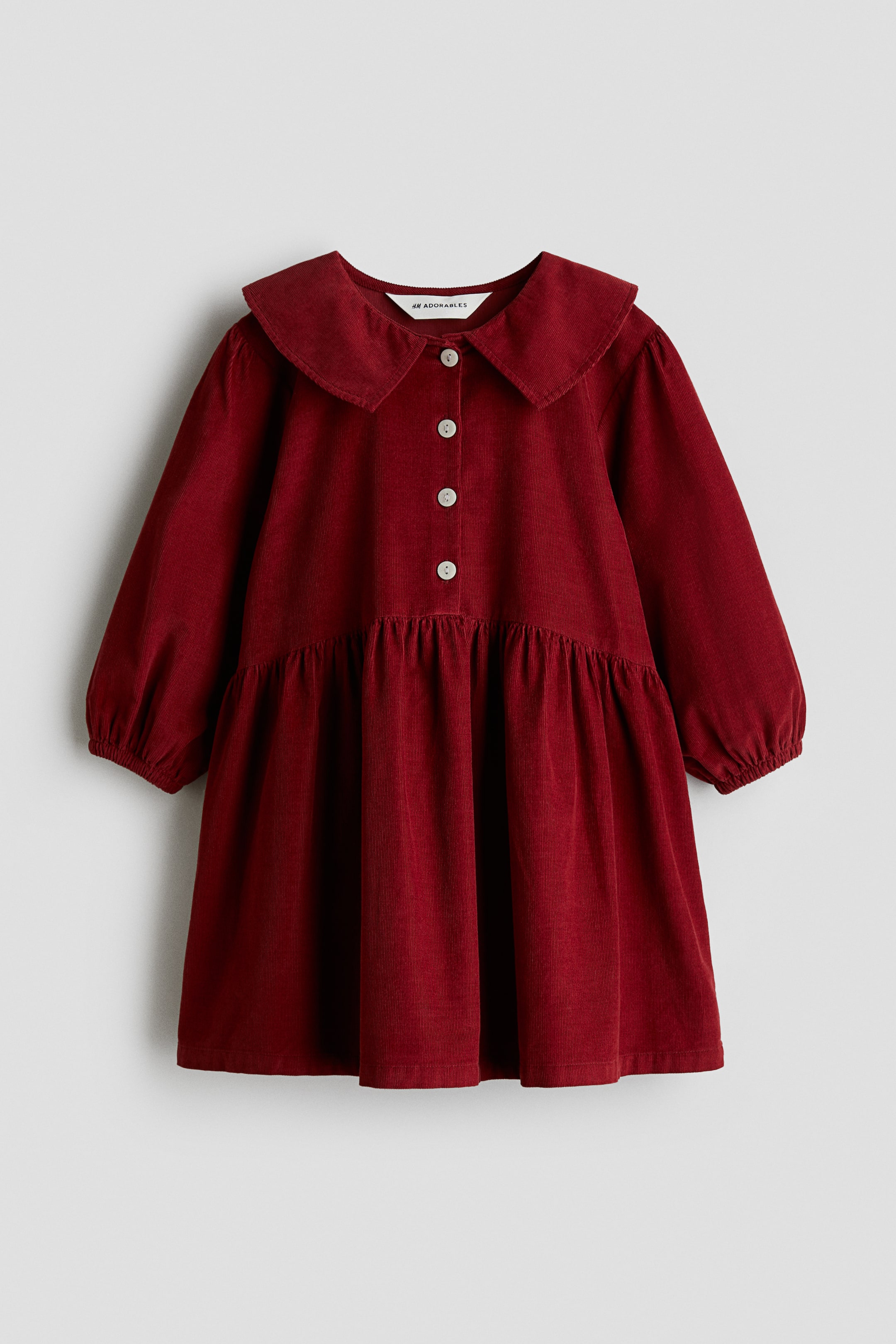 Agrandir l'image: Robe en velours côtelé avec col marin - Rouge foncé - ENFANT | H&M FR 1