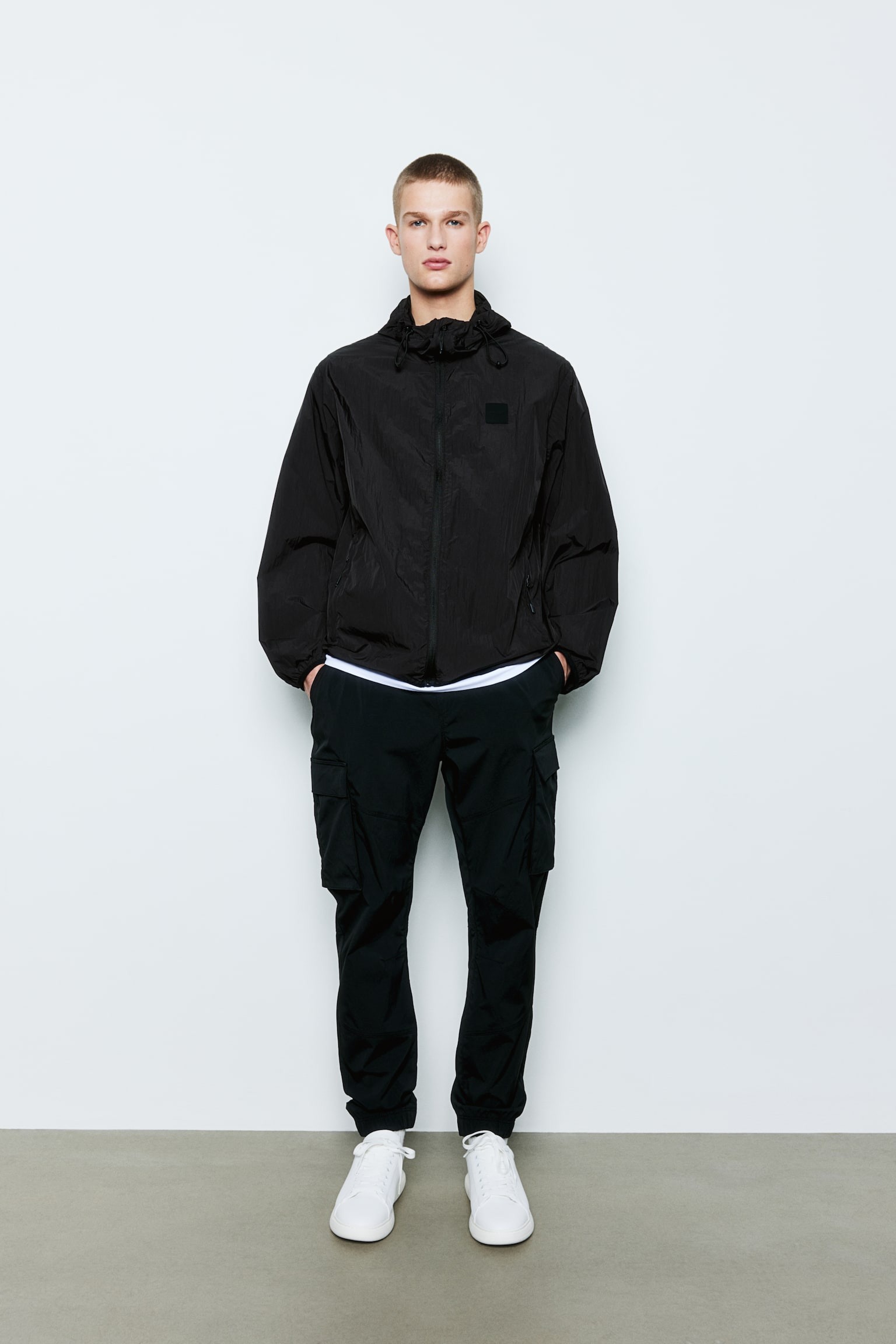 Regular Fit Nylon windbreaker - Black - 7