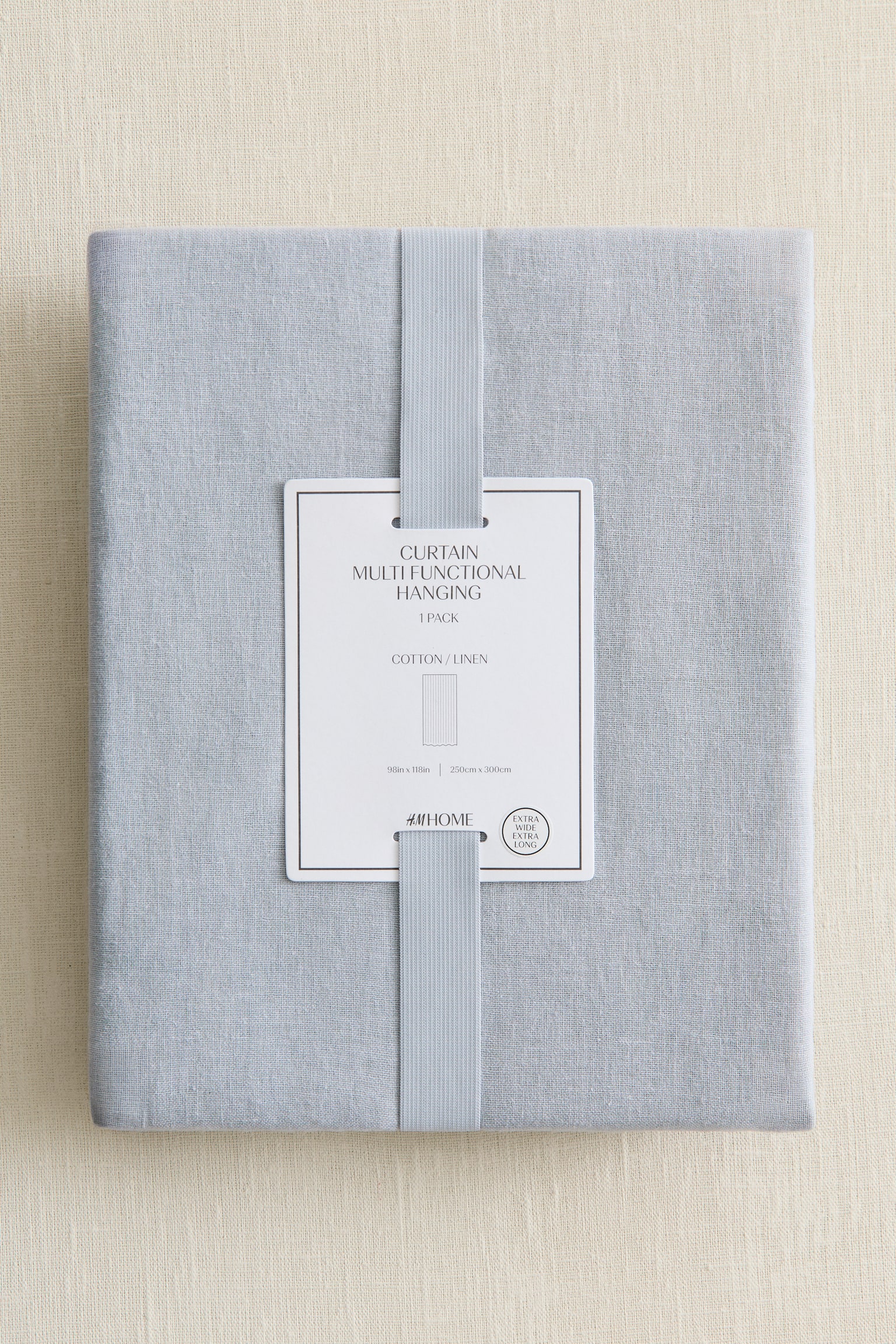 1-pack lang og bred gardinlengde i linmiks - Lys blå/Beige/Hvit/Salviegrønn/Beige - 3