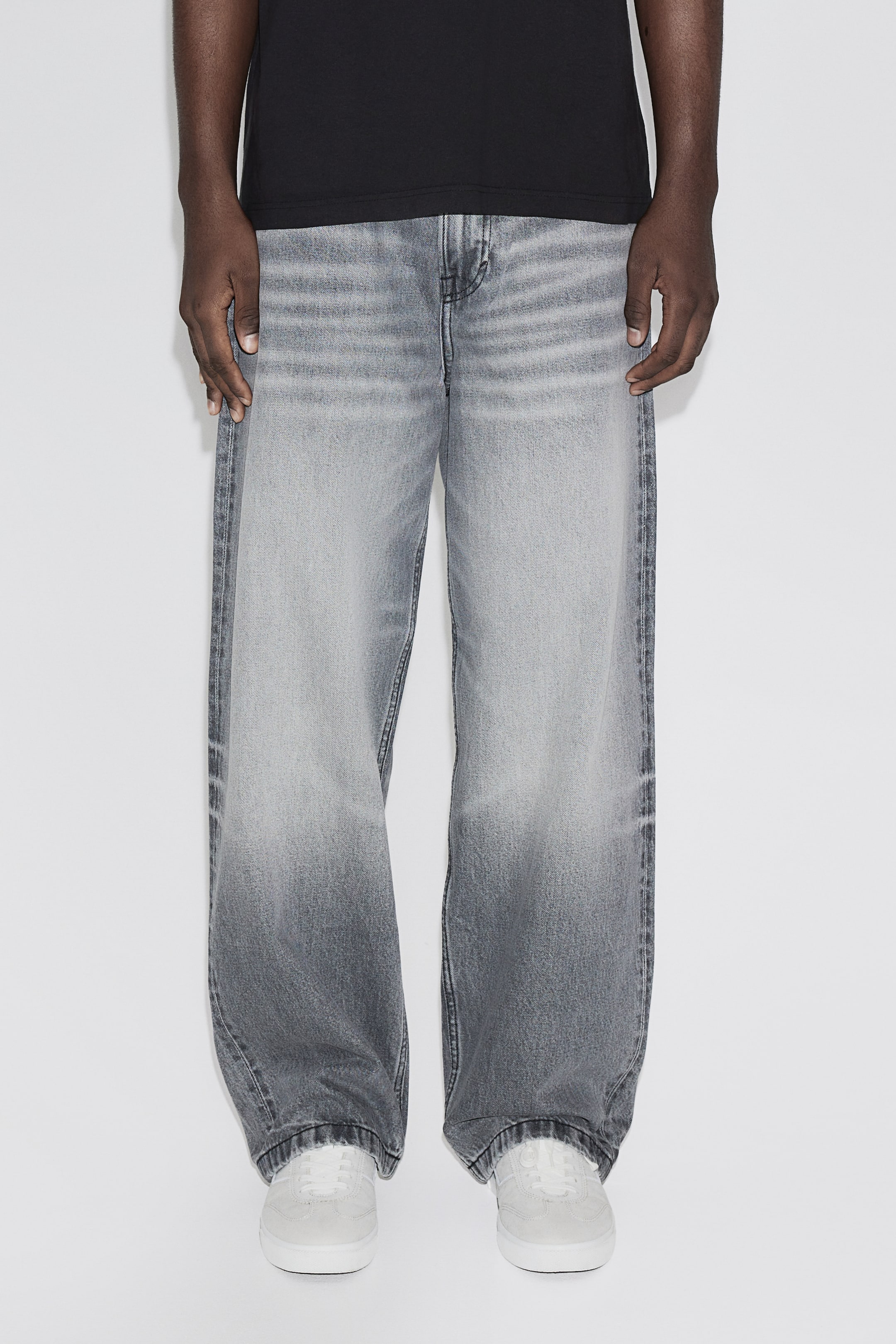 Baggy Jeans - Regular waist - Long - Light gray denim - Men | H&M US