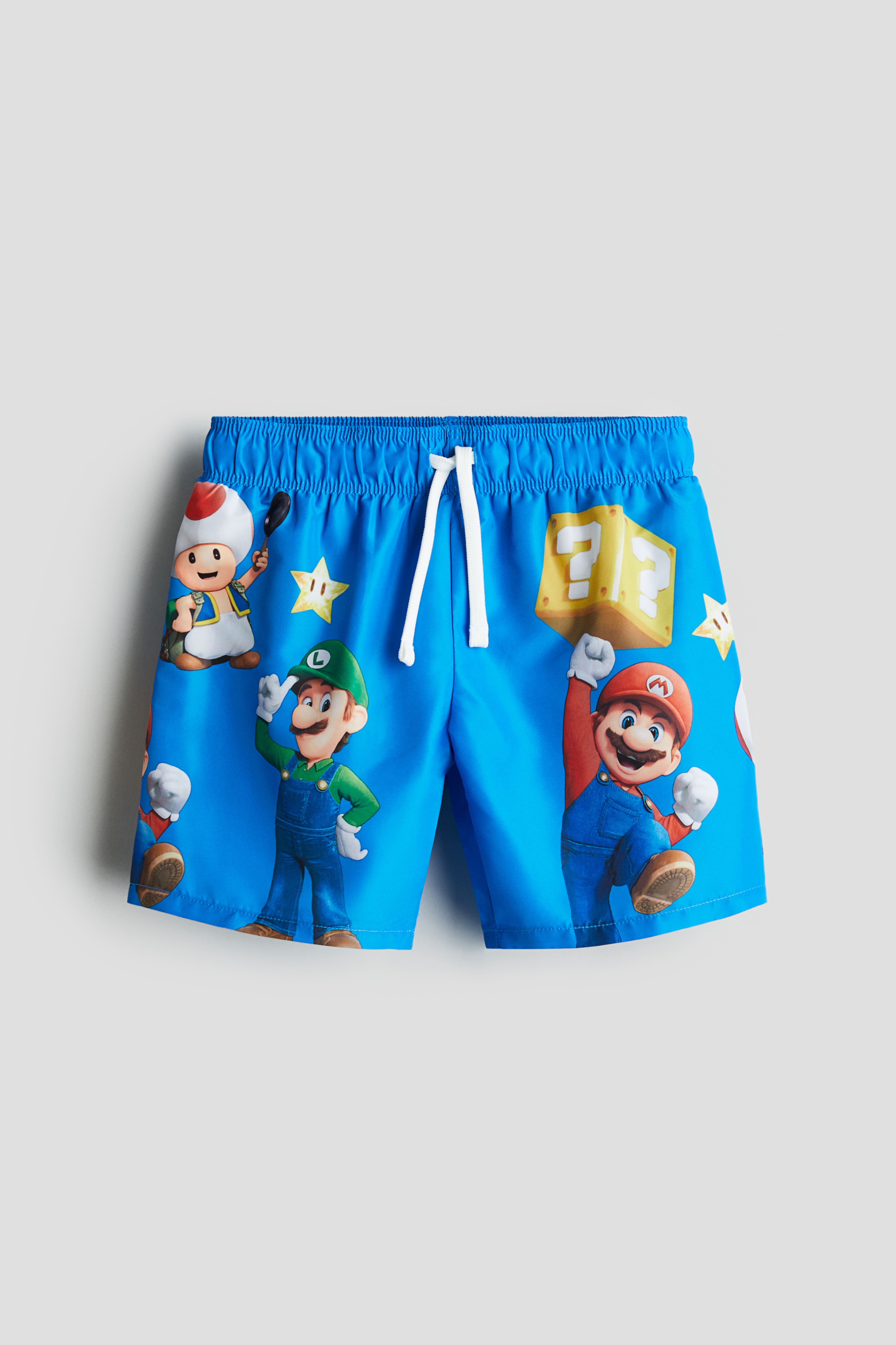 Printed Swim Shorts Bright blue Super Mario Kids H M US