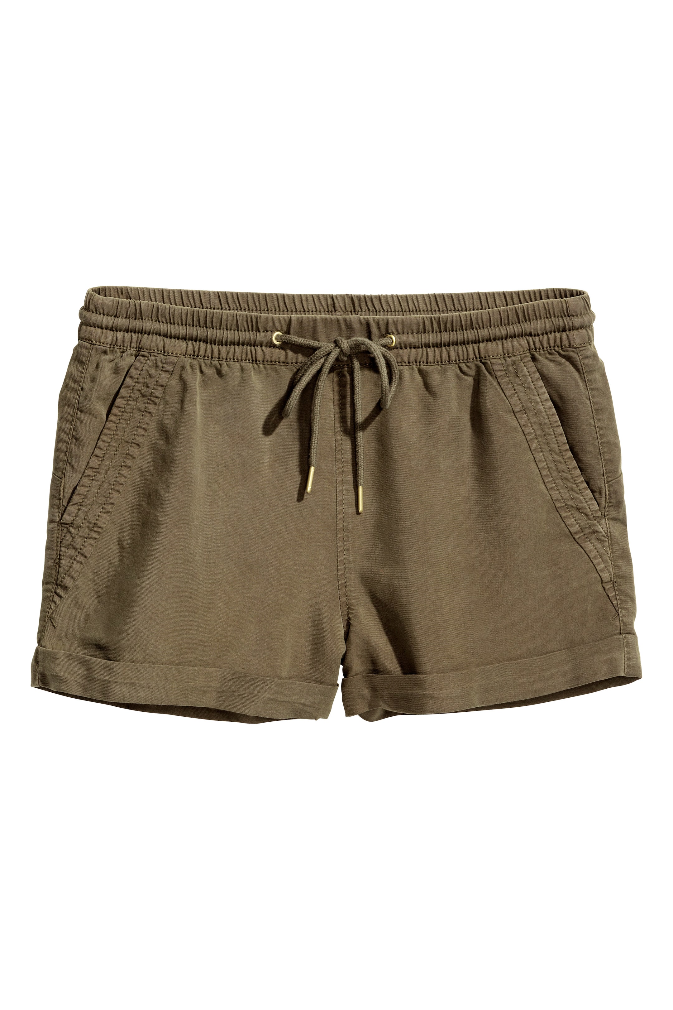 Ver imagem maior: Calções curtos em lyocell - Verde caqui escuro - SENHORA | H&M PT 1