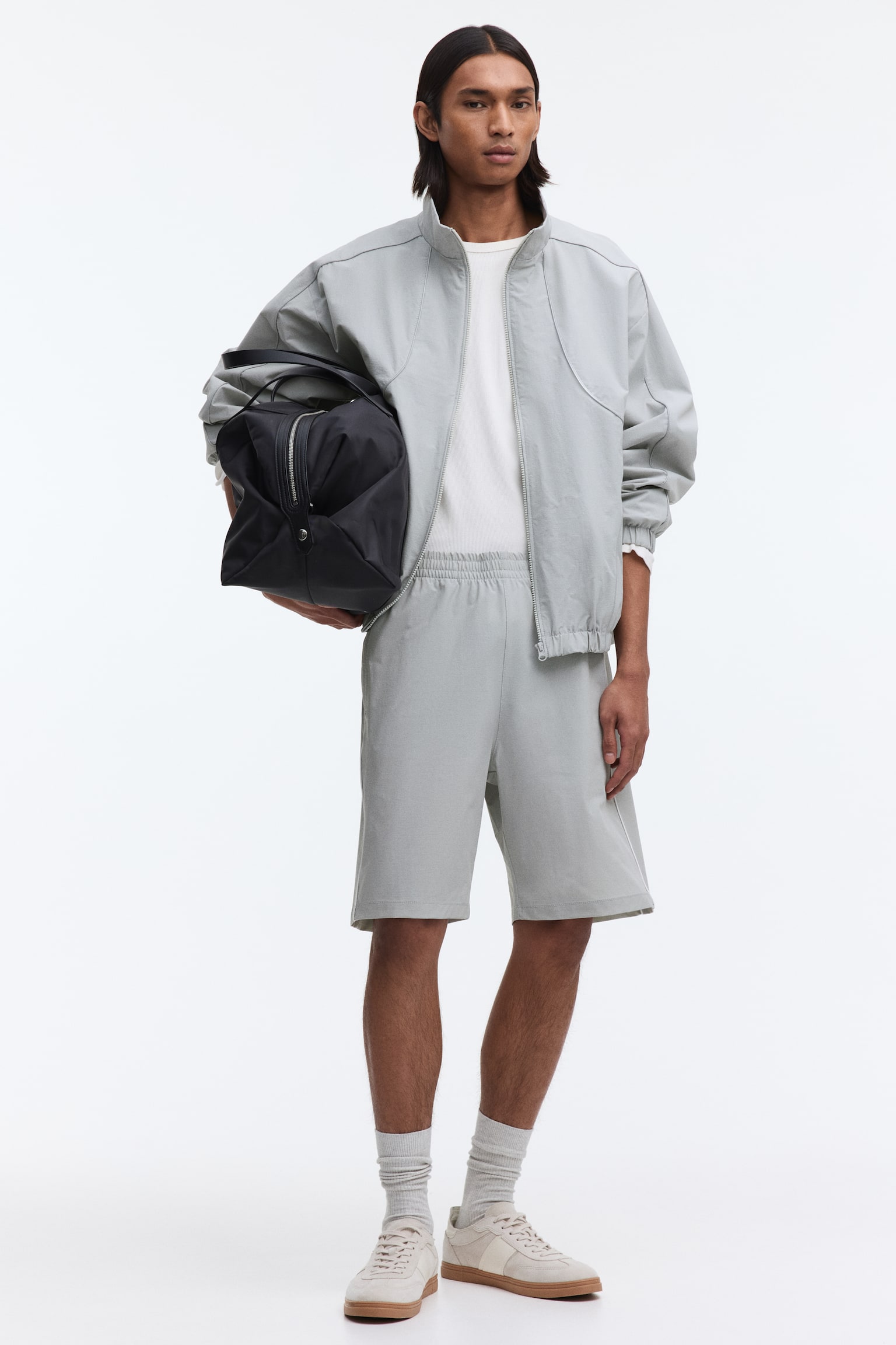 Knee-Length Shorts-Light gray - 1
