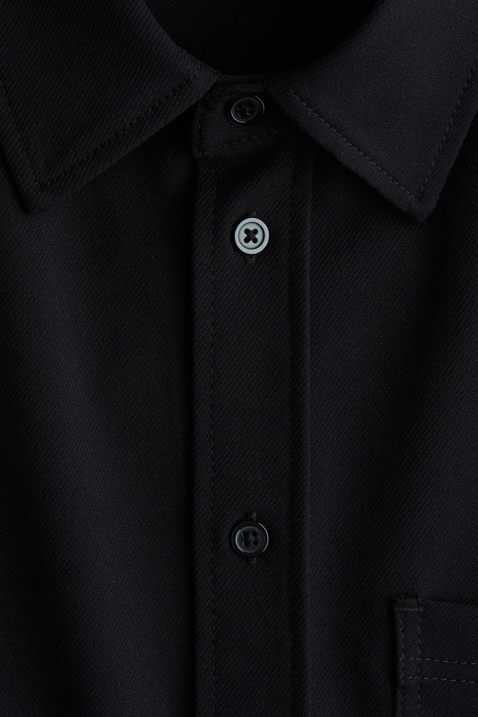 寬鬆剪裁短袖襯衫 - 黑色/灰綠色 - 6