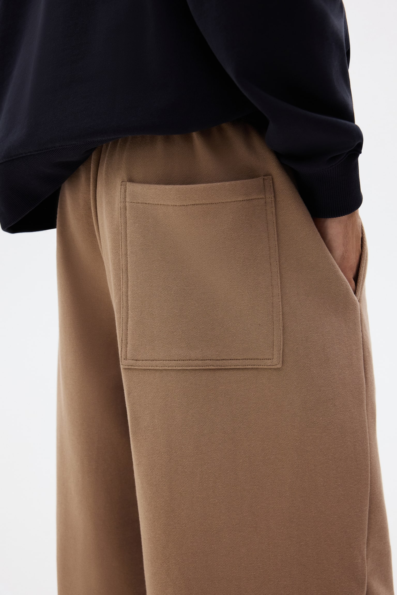 Wide-leg cotton joggers - Dark beige/Black/Light grey marl - 7