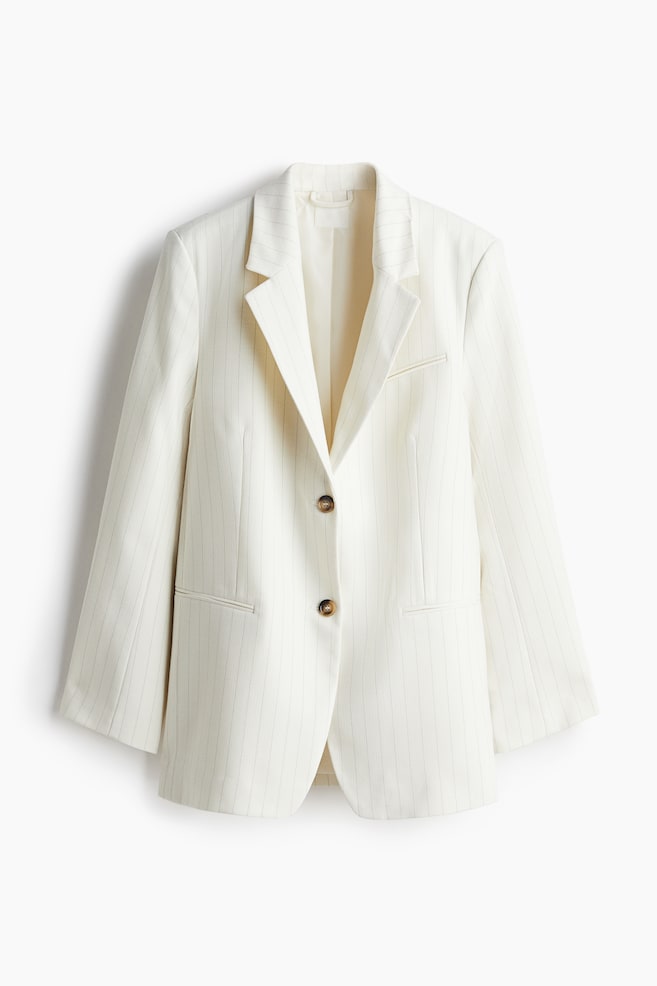 Loose-Fit Blazer - Cream/pinstriped - 1