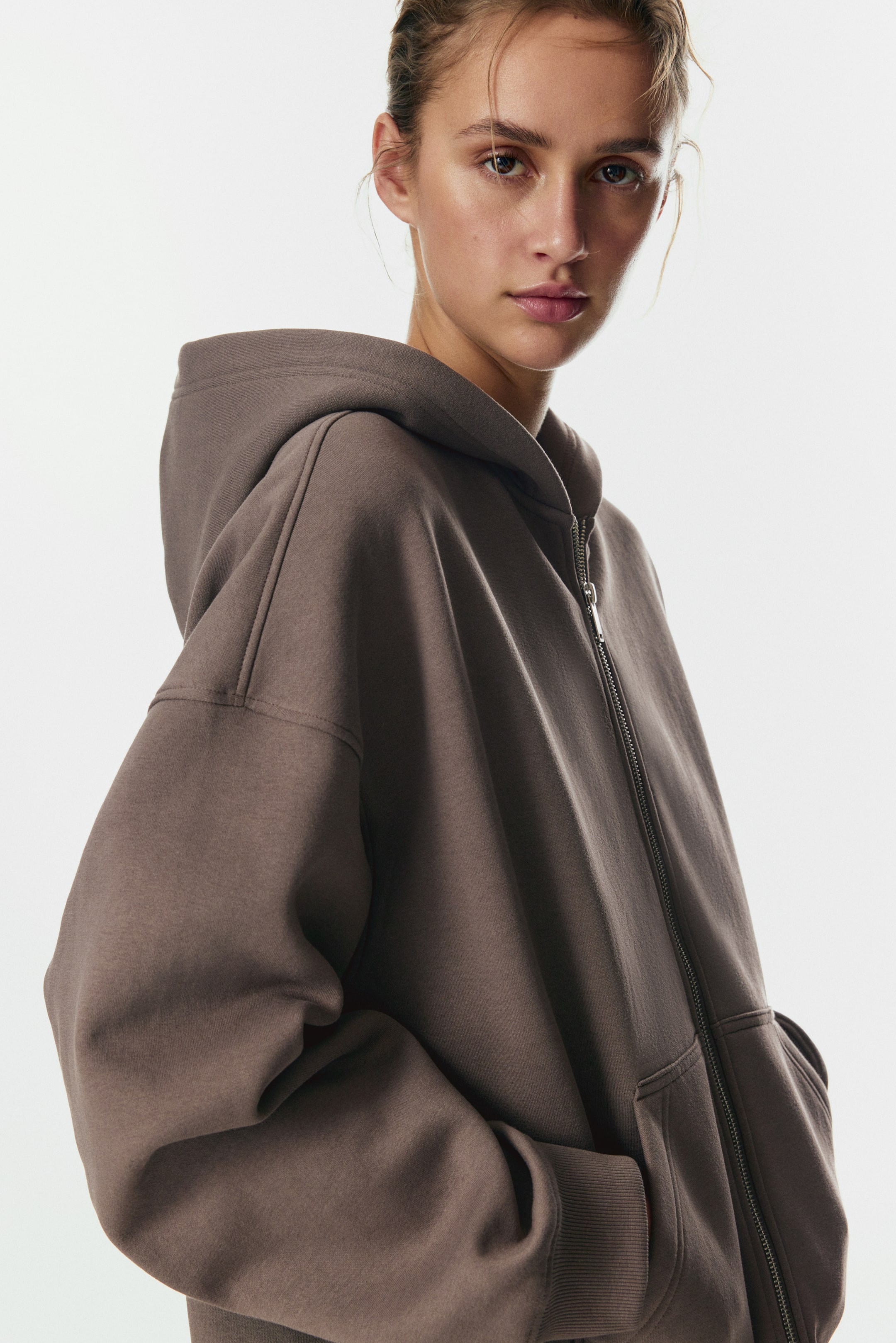 Ver imagen más grande: Chaqueta sudadera con capucha - Topo oscuro - MUJER | H&M ES 3