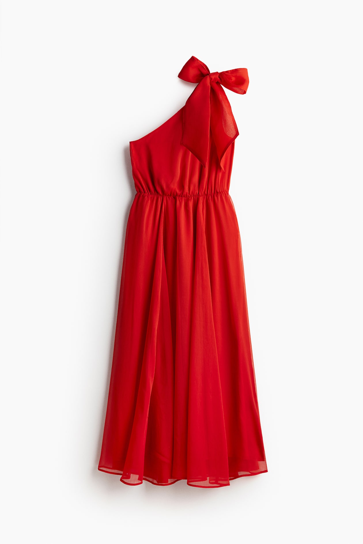 h and m red bow dress Women's Bright red Bow-detail one-shoulder dress