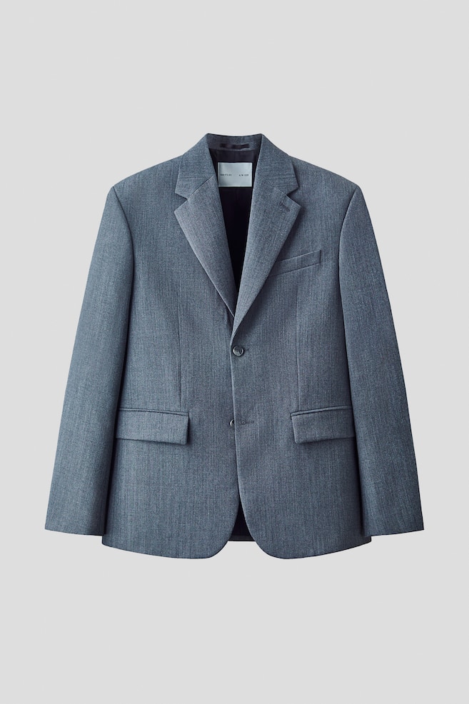 Single-Breasted Wool-Blend Jacket - Dark gray - 1