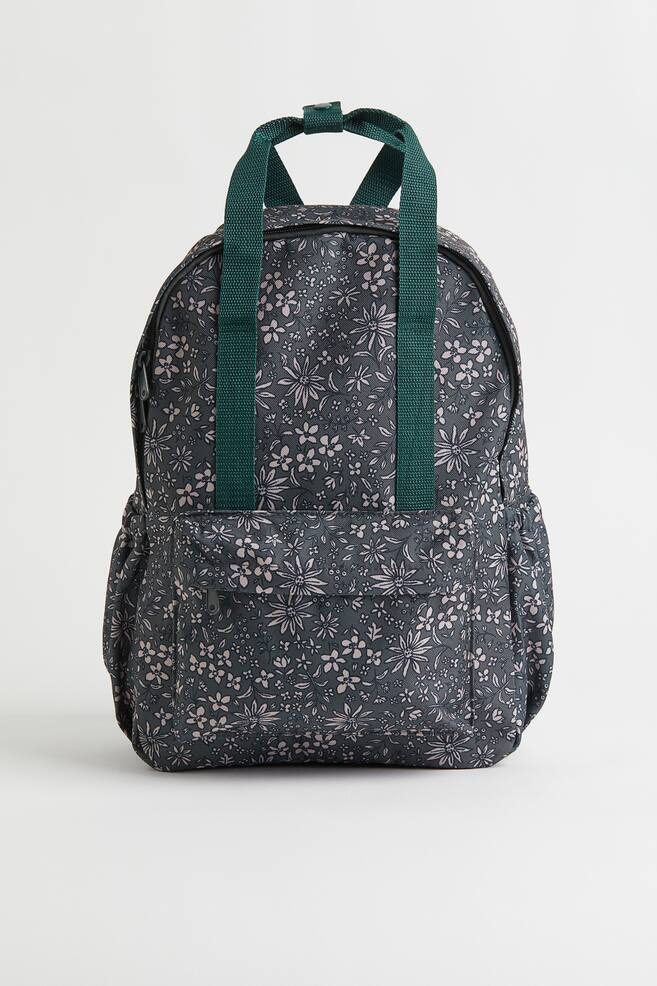 Patterned backpack - Dark green/Floral