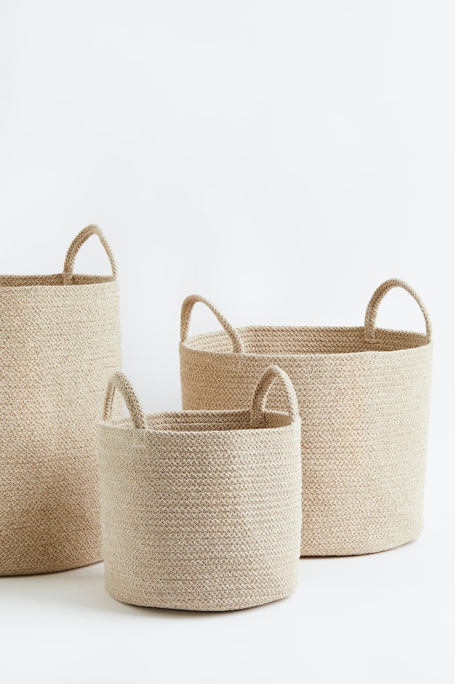 Cotton storage basket - Light beige/Black/Dark grey/Brown/dc - 3