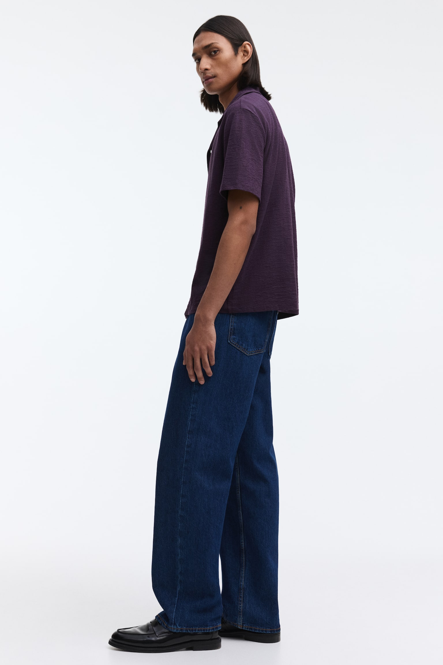 חולצת ריזורט Regular Fit - סגול כהה/שחור - 7