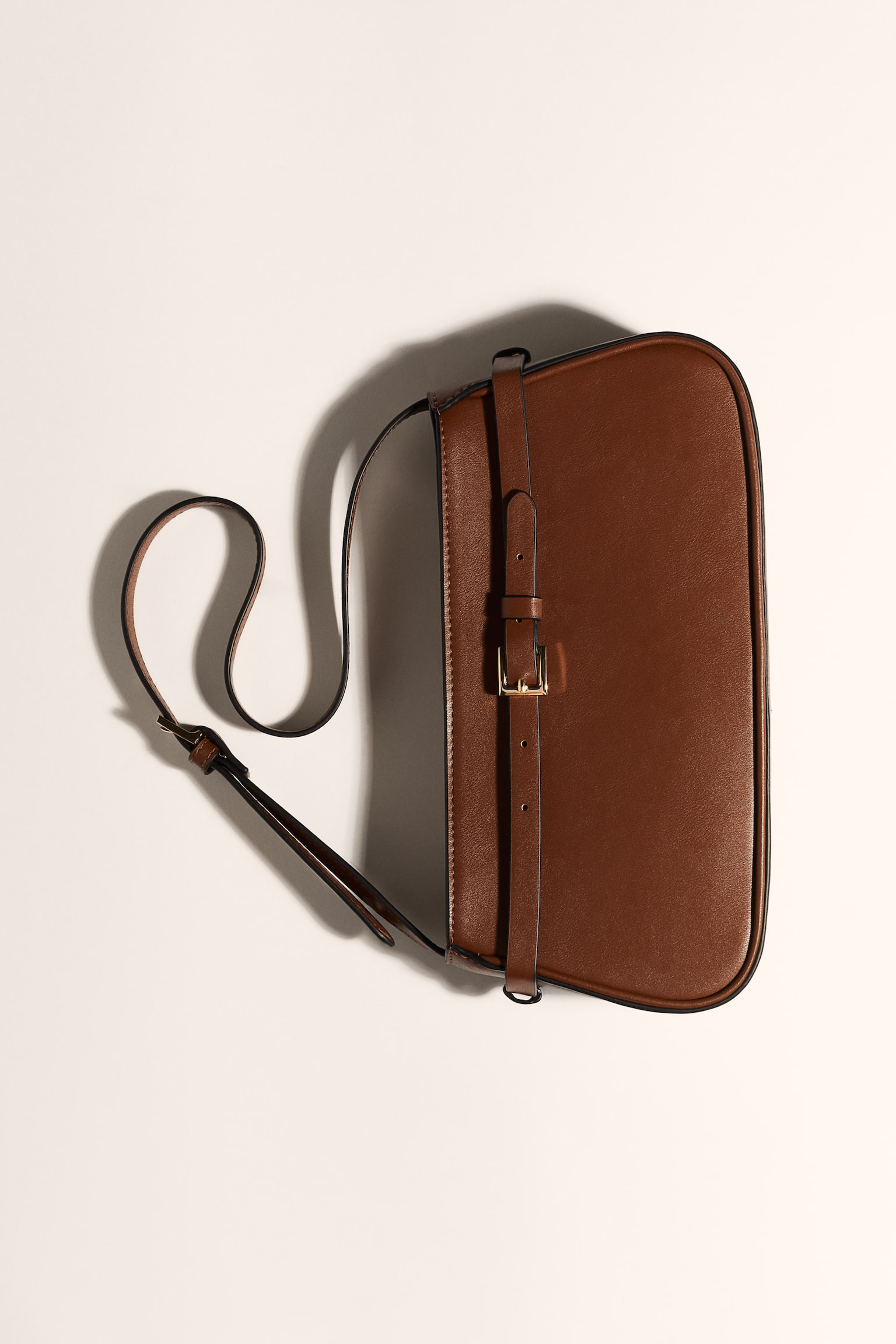 Belt Detail Shoulder Bag - Brown/Black - 1