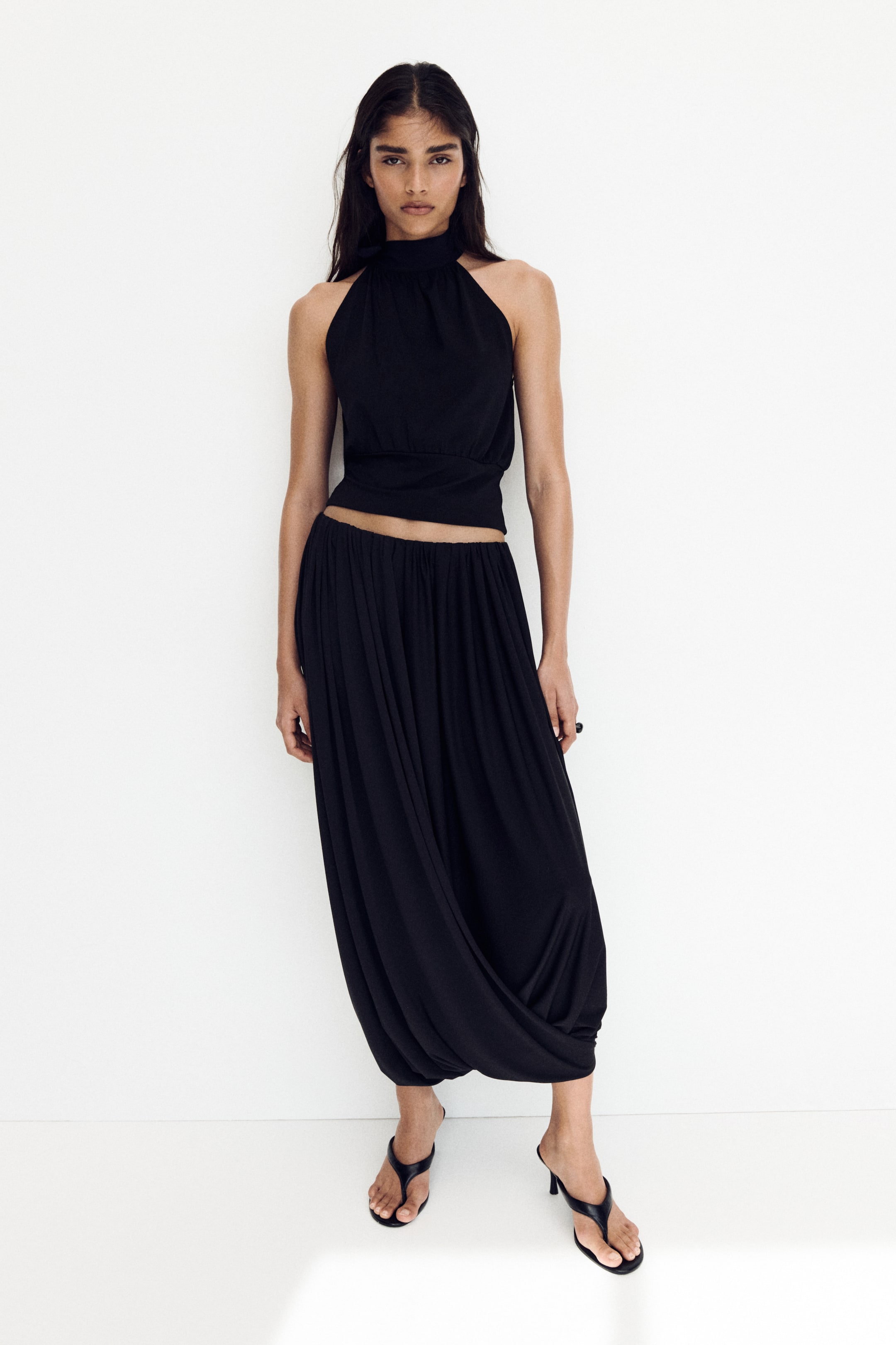 Scarf-Collar Crêpe Top