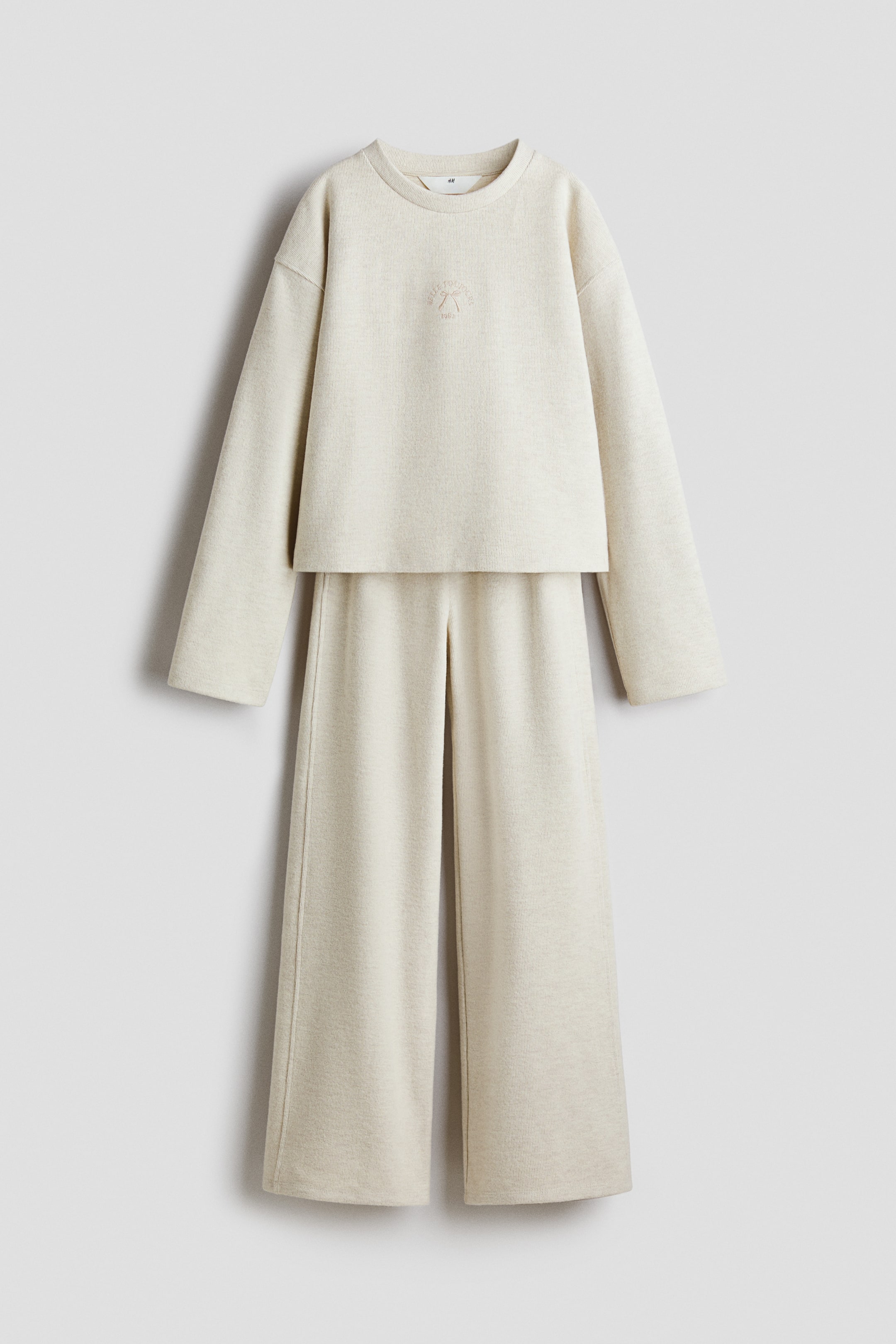 Zobraziť väčší obrázok: 2-piece ribbed jersey set - Svetlobéžová melírovaná - DETI | H&M SK 1