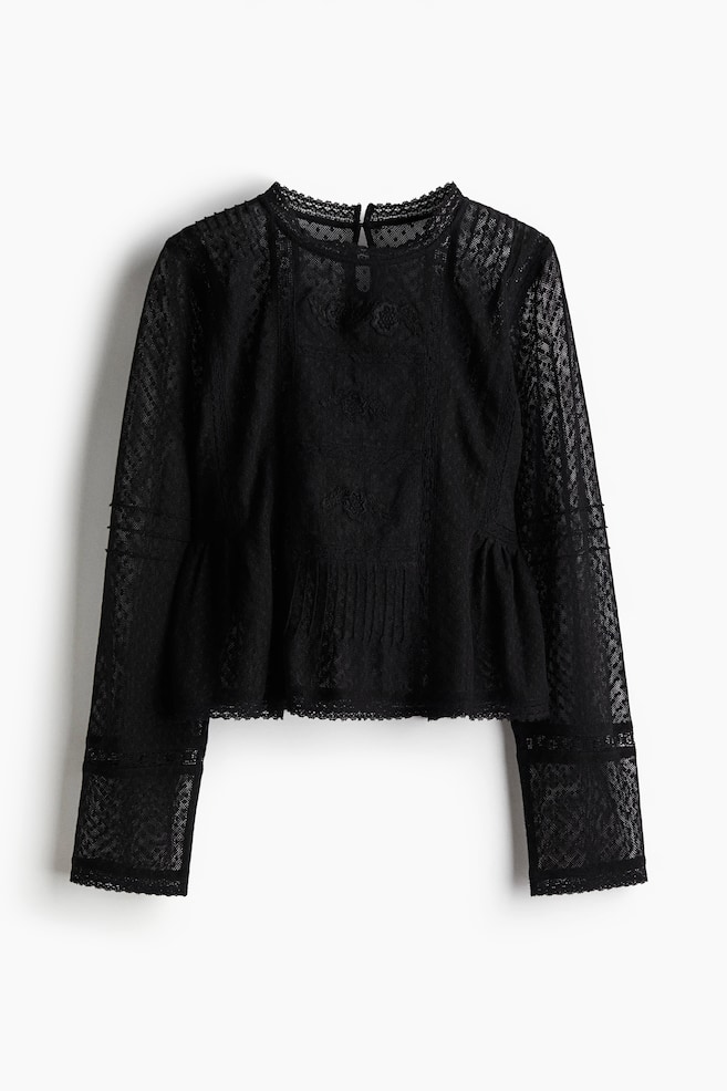 Plumeti Mesh Blouse - Black - 1