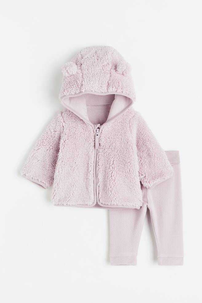 2-piece fleece set - Light purple/Light pink/Natural white/Light grey-blue