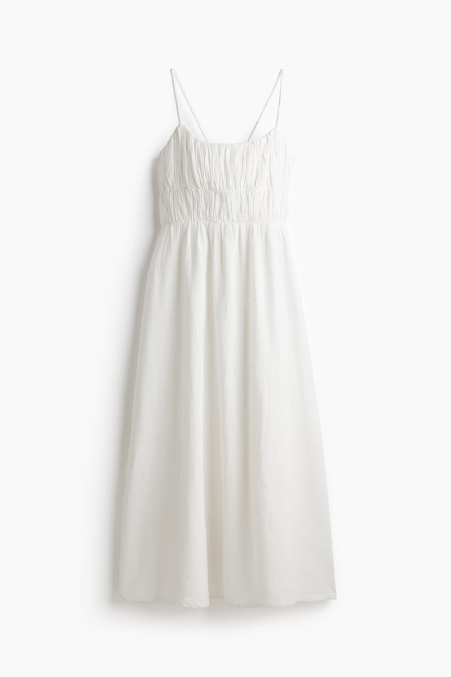 Robe à bretelles fines avec corsage smocké - Blanc - 1