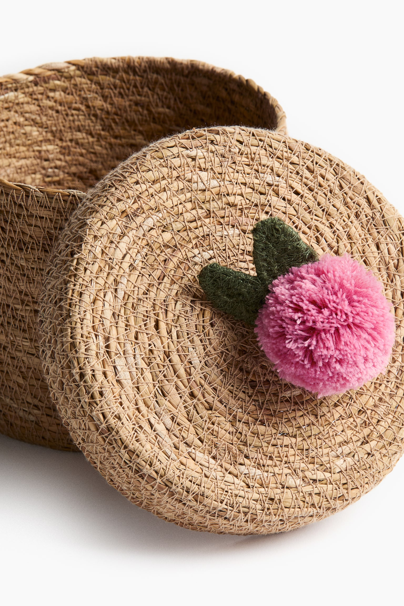 Petite boîte en jonc de mer avec pompon - Beige - 4
