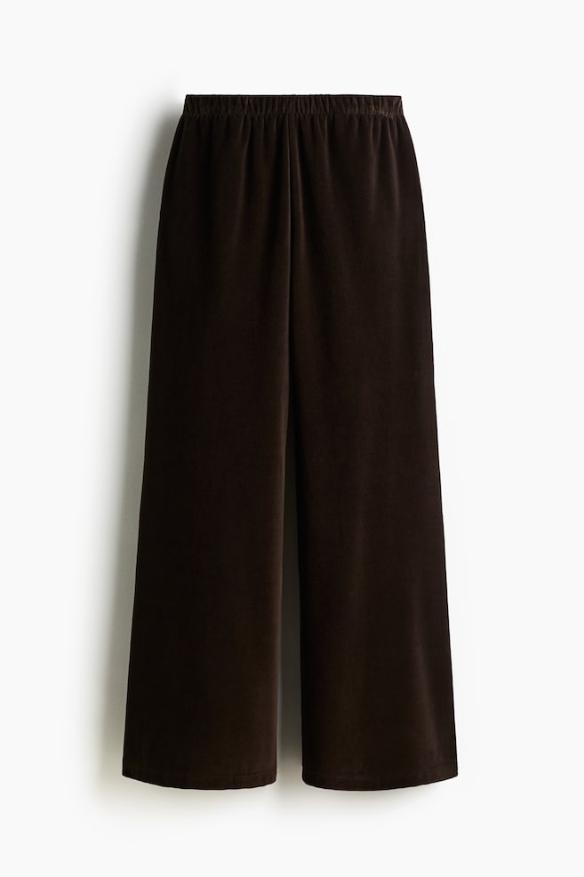 Pantalón de velour con cintura elástica - Marrón oscuro - 1