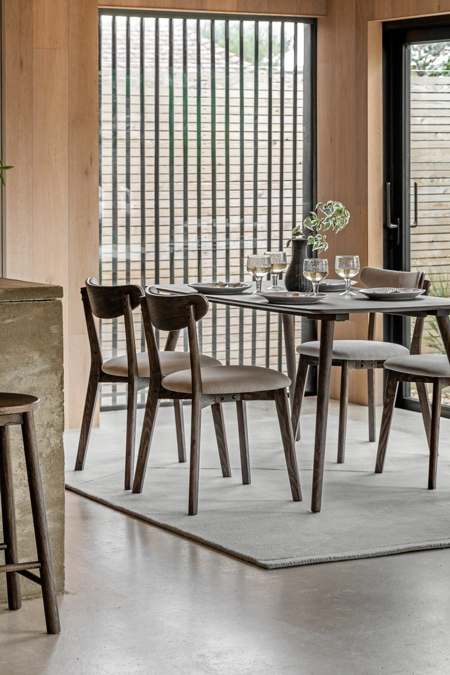 Wood Veneer Dining Table - Dark Wood/Natural