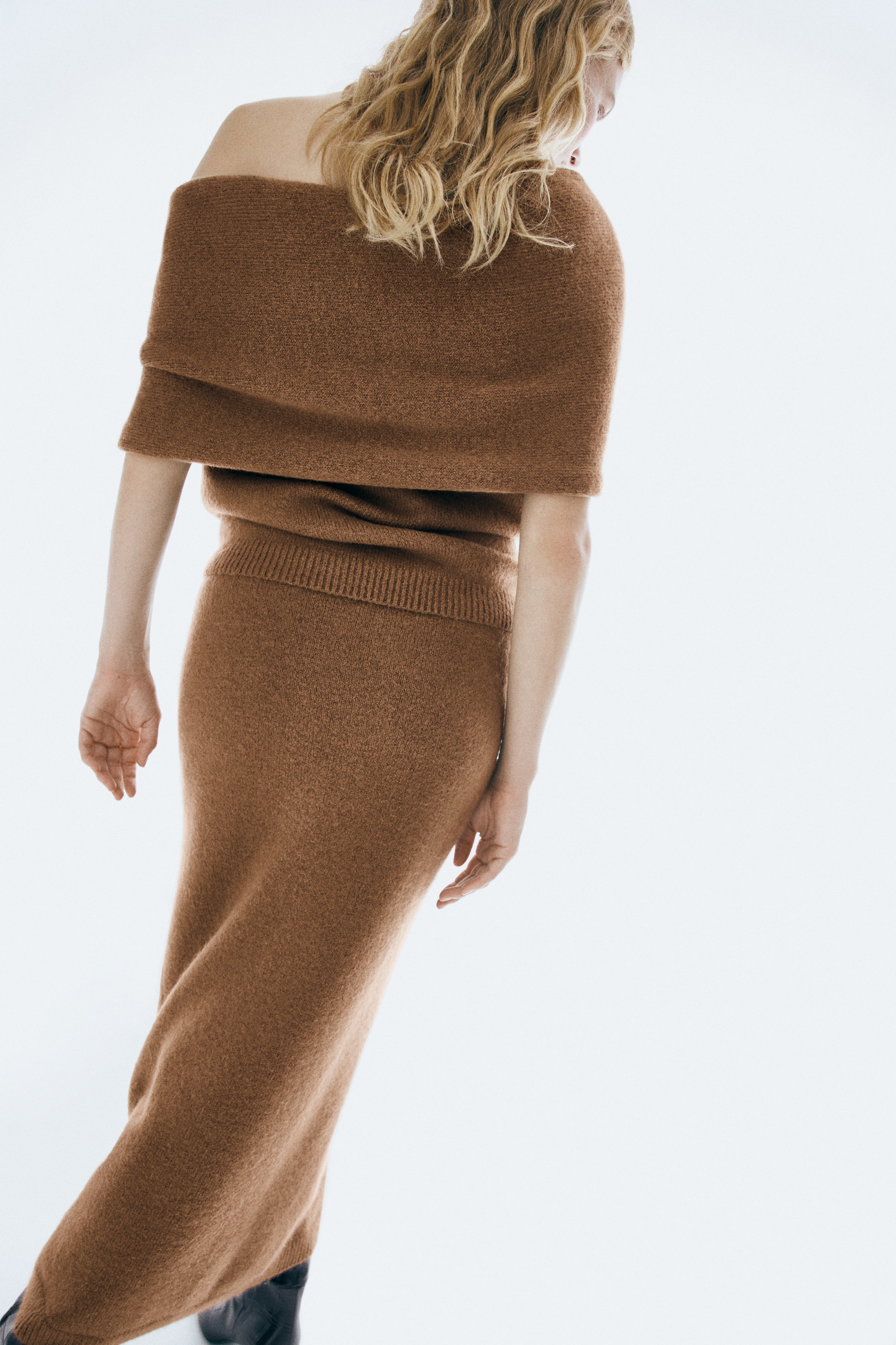 Fine-knit skirt - Dark beige