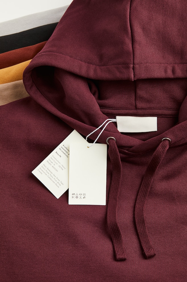 Oversized Fit Cotton hoodie - Burgundy/Black/Deep lilac/Old pink - 2