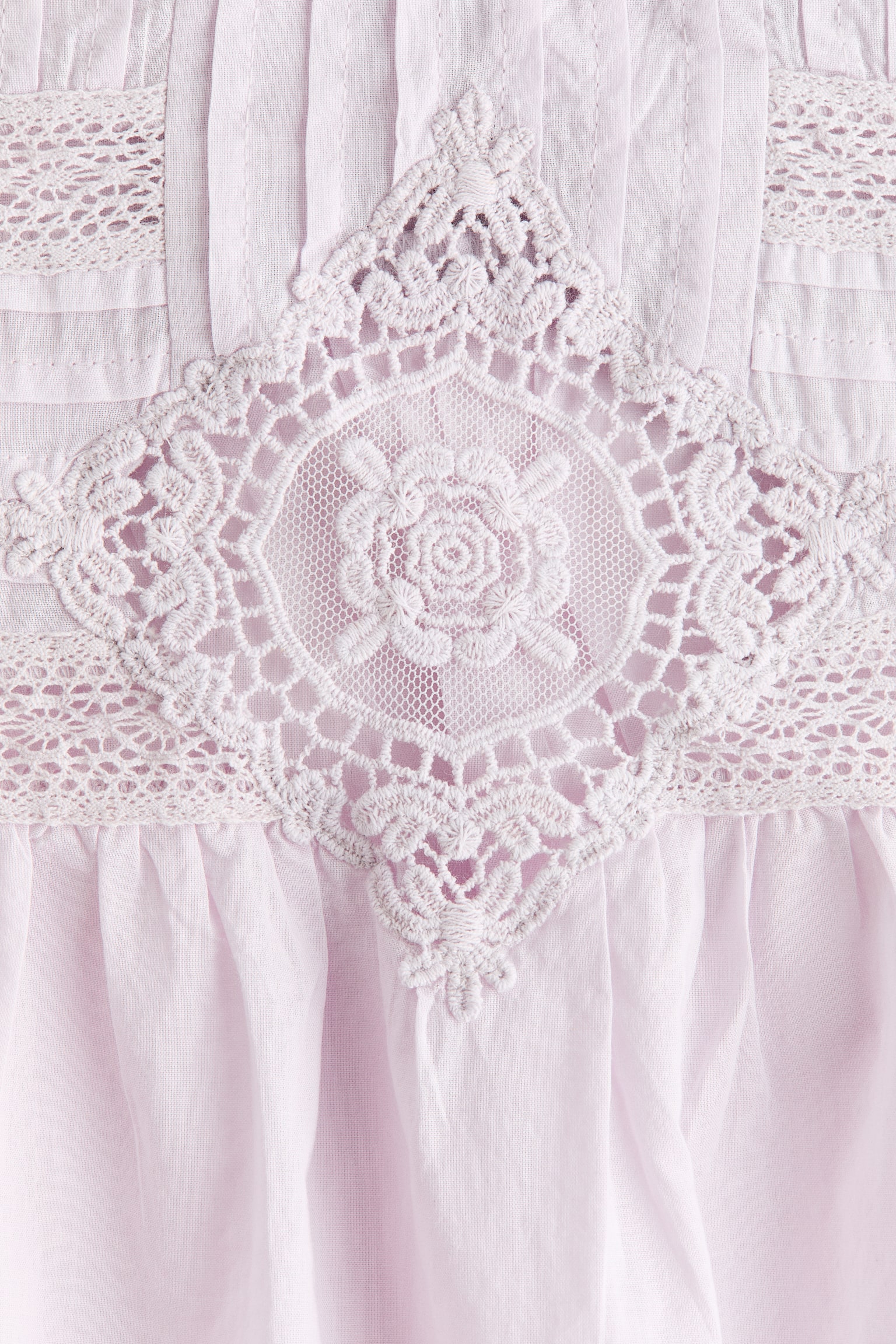 Broderie-anglaise cotton blouse - Light purple/White - 3