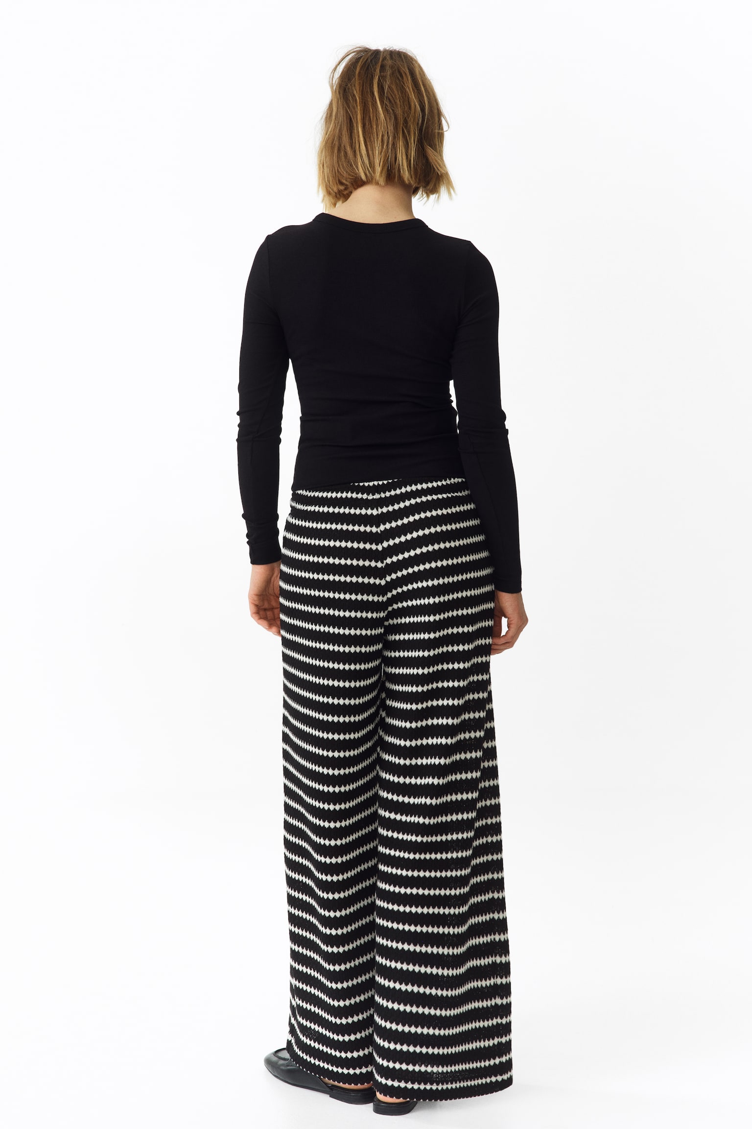 Женские брюки H&M Mama Before & After Knit, цвет: Чёрный / Полосатый — фото 4
