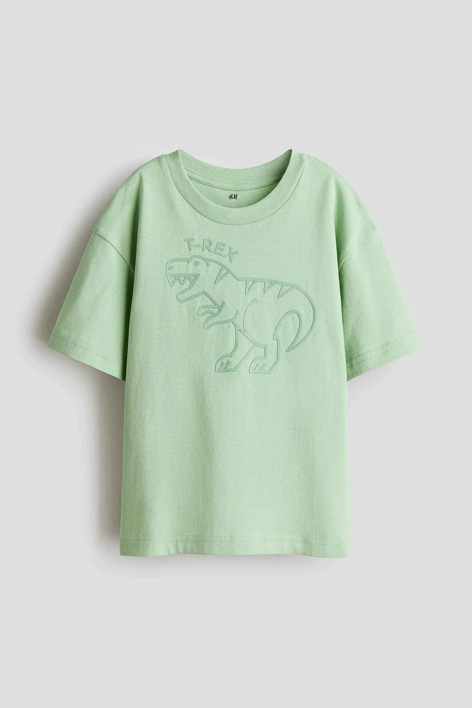 Katoenen T-shirt met geprint motief - Groen/T-Rex/Dusty lichtblauw/Jeep/Lichtroze/triceratops/Wit/zon