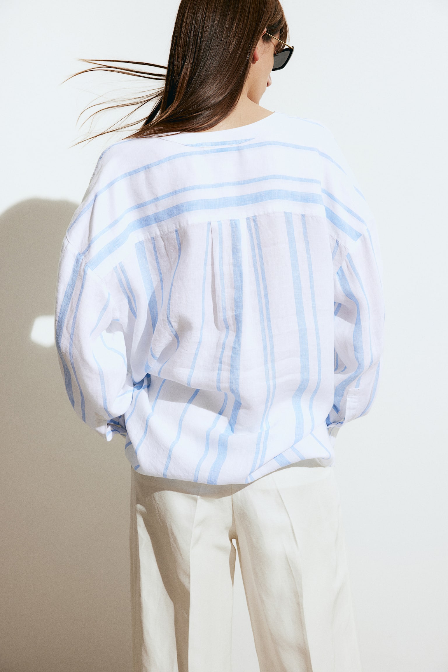 Popover Linen Shirt - White/Stripe/White/Stripe/White - 6