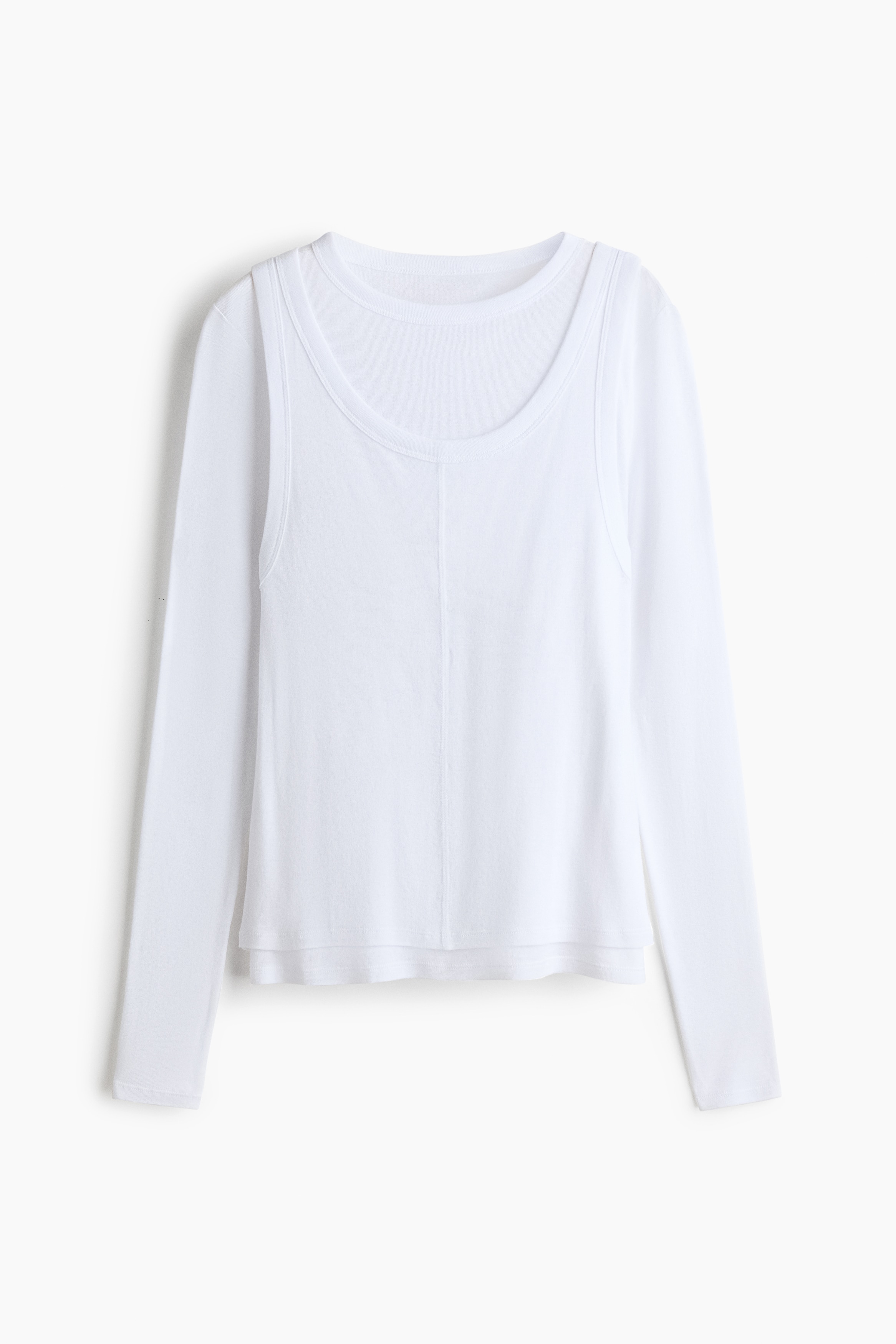 Layered cotton top - White/Black