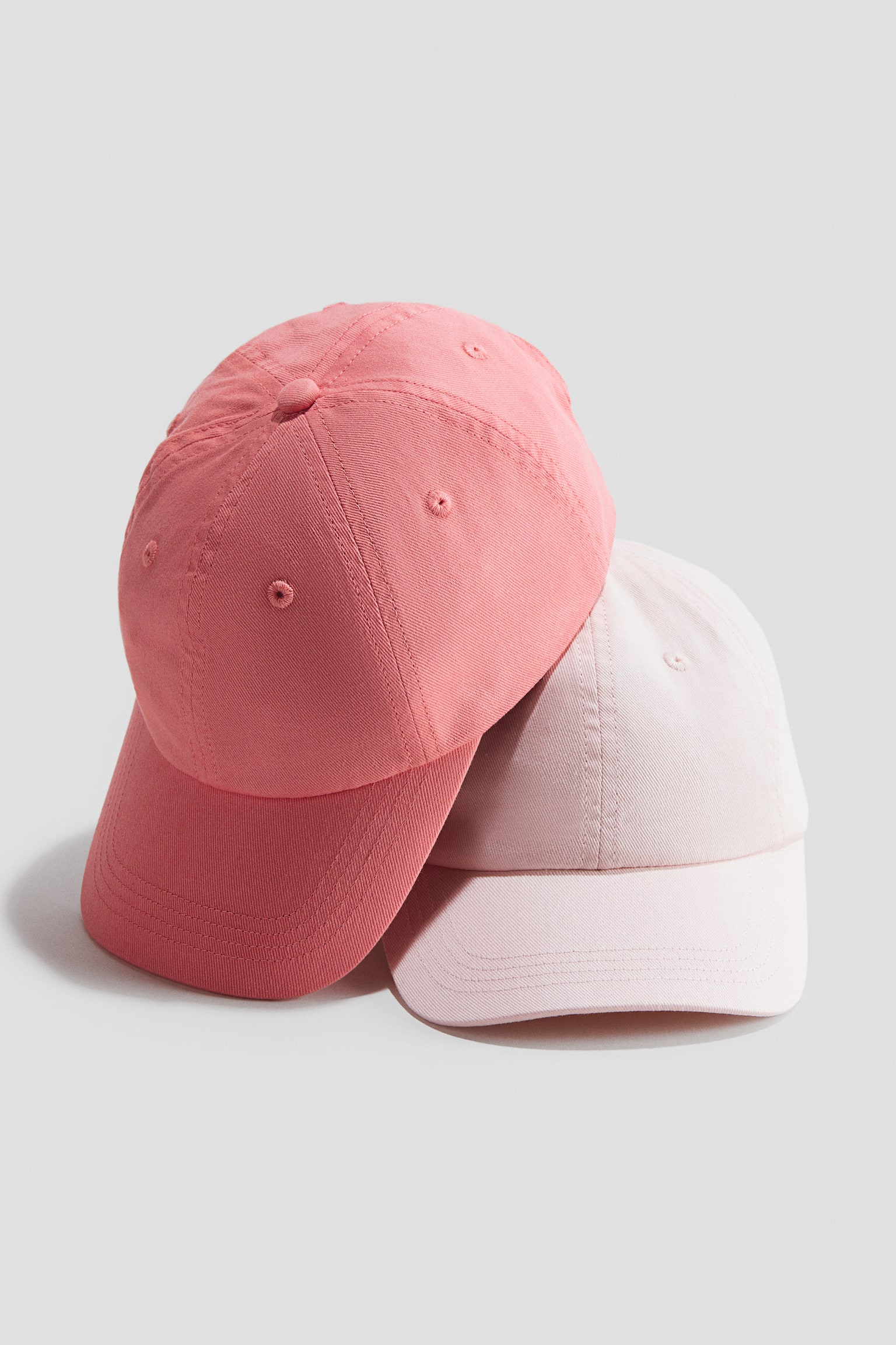 2-pack cotton twill caps - Pink/Powder pink