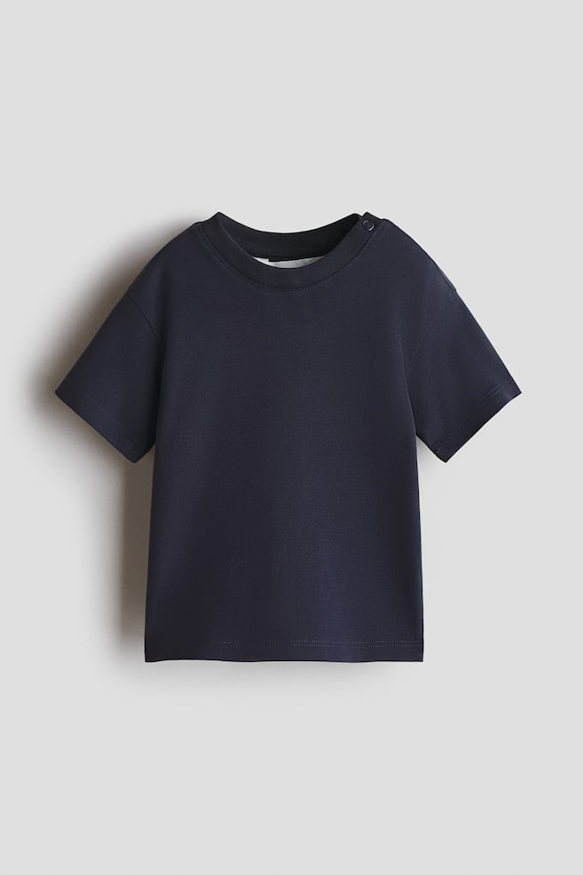 Loose-Fit Pima Cotton T-Shirt - Navy blue/Light beige/White/Light dusty turquoise/Light dusty pink/Light dusty blue/Black - 1