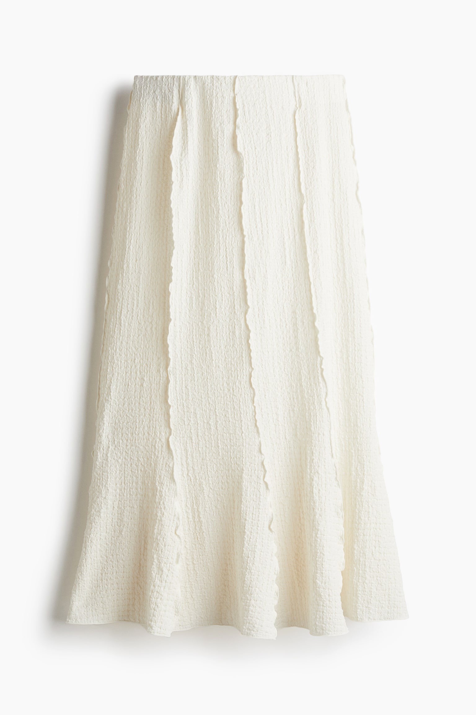 Overlock-detail textured skirt - Cream/Dark brown/Black - 2