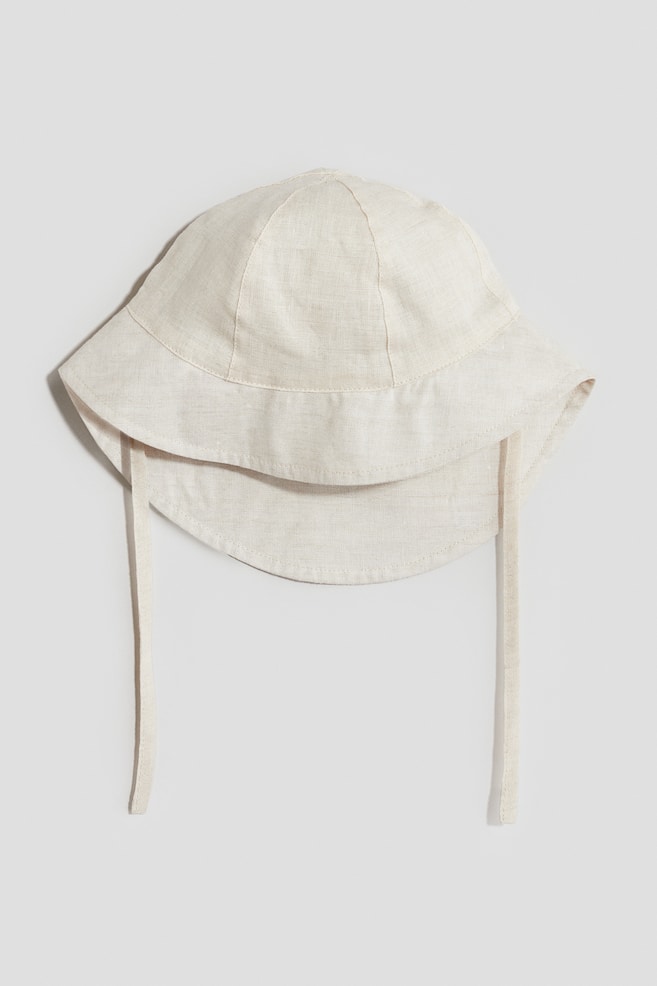Solhat i hør - Lys beige/Lys rosa - 1