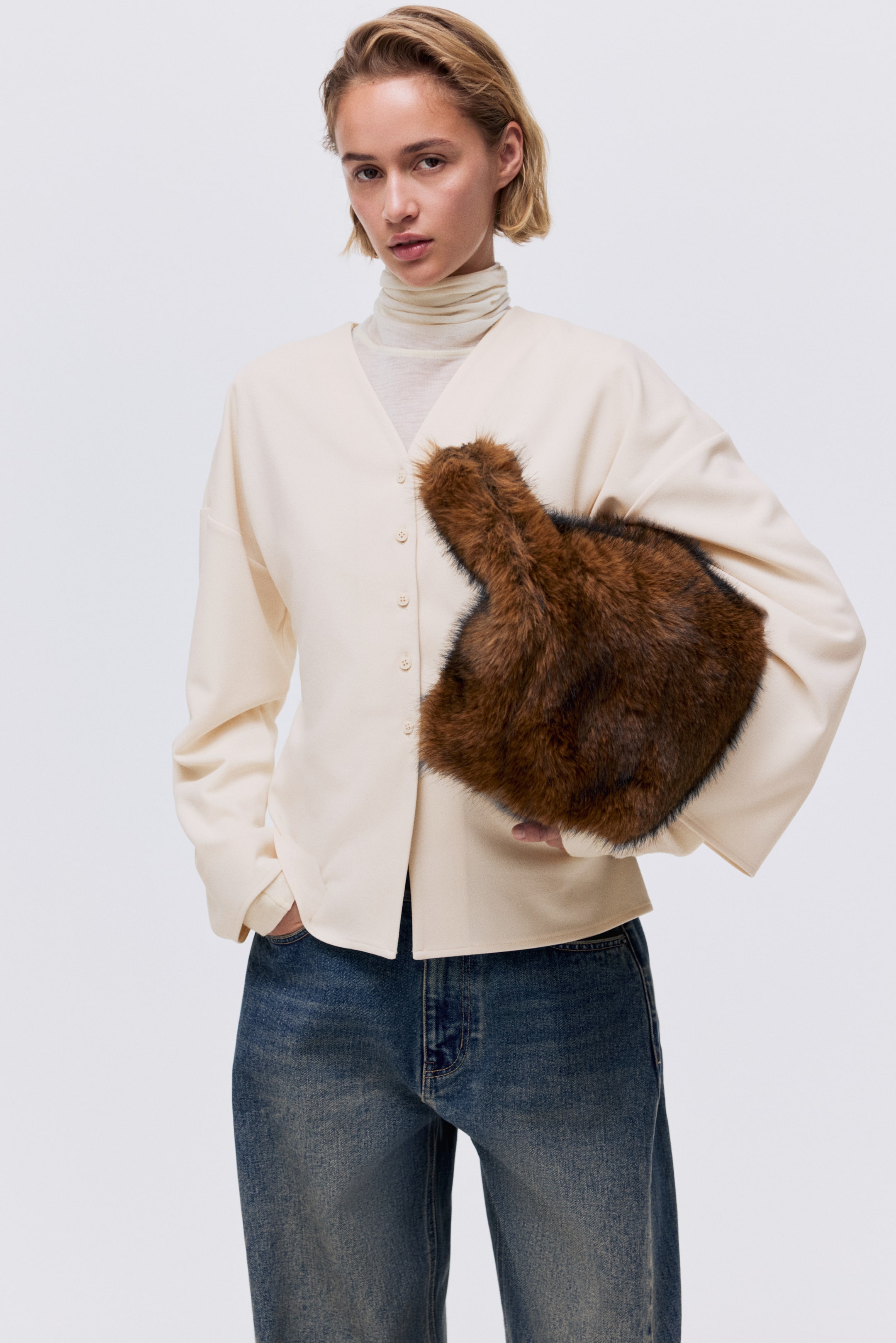 拡大画像を表示: フロントボタントップス - クリーム - レディース | H&M JP 3