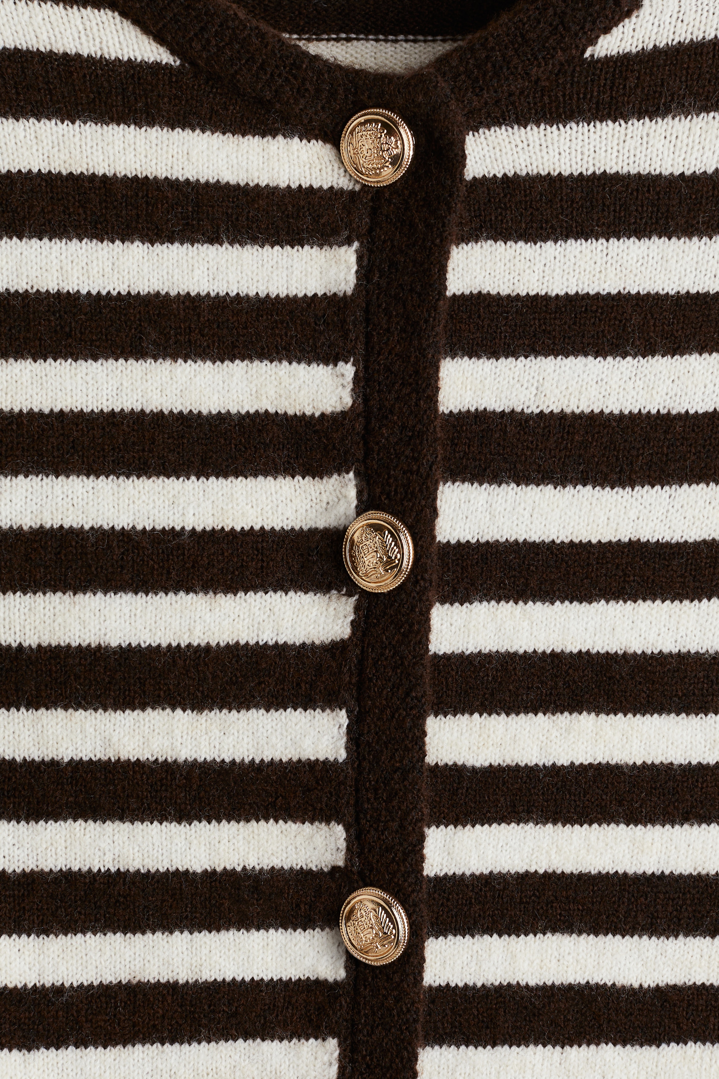 COOR DOUBLE PIN STRIPED HARF CARDIGAN