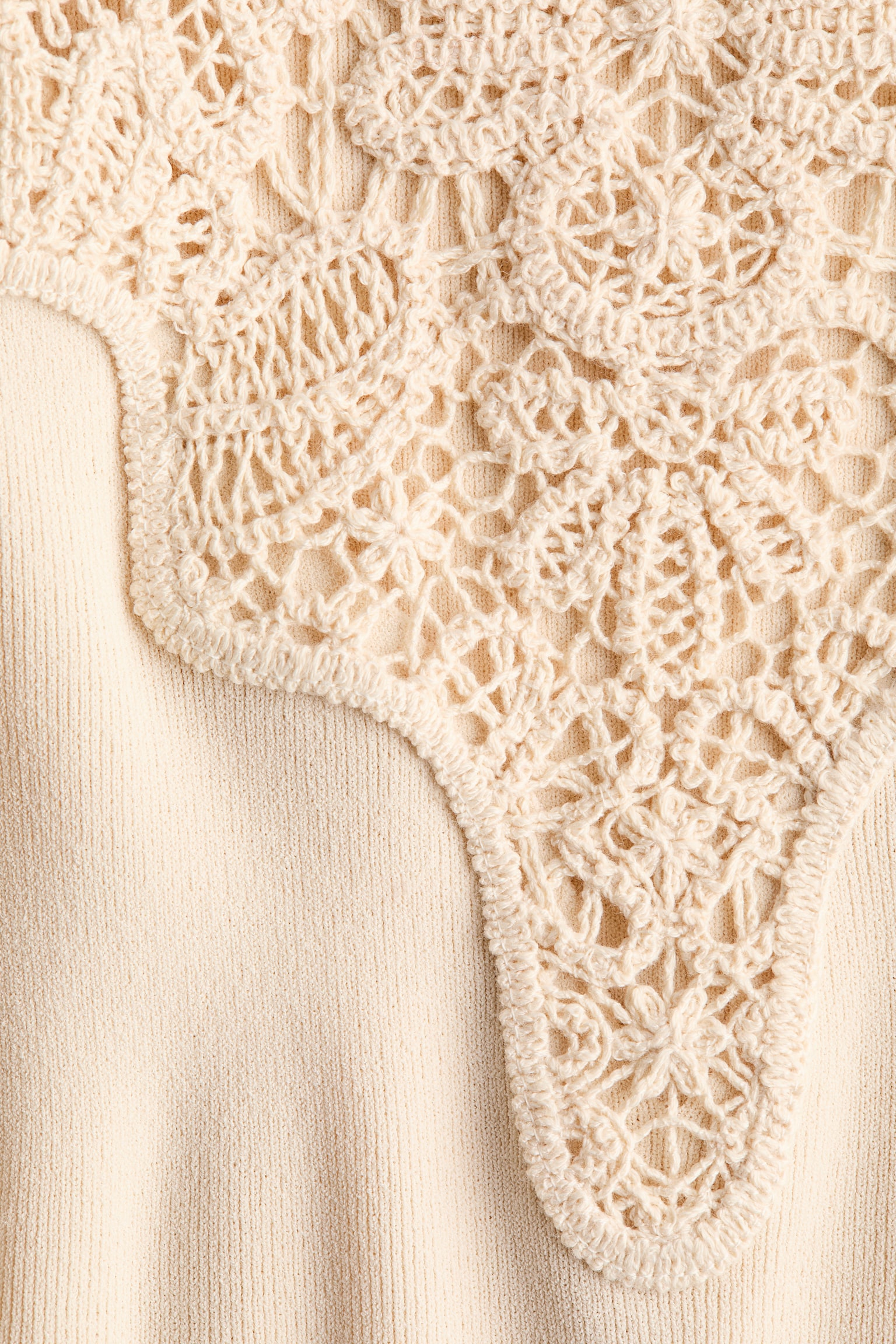 Crochet look-detail top - Light beige - 4