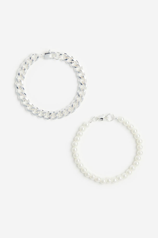2-pack bracelets - Silver-coloured/White - 1