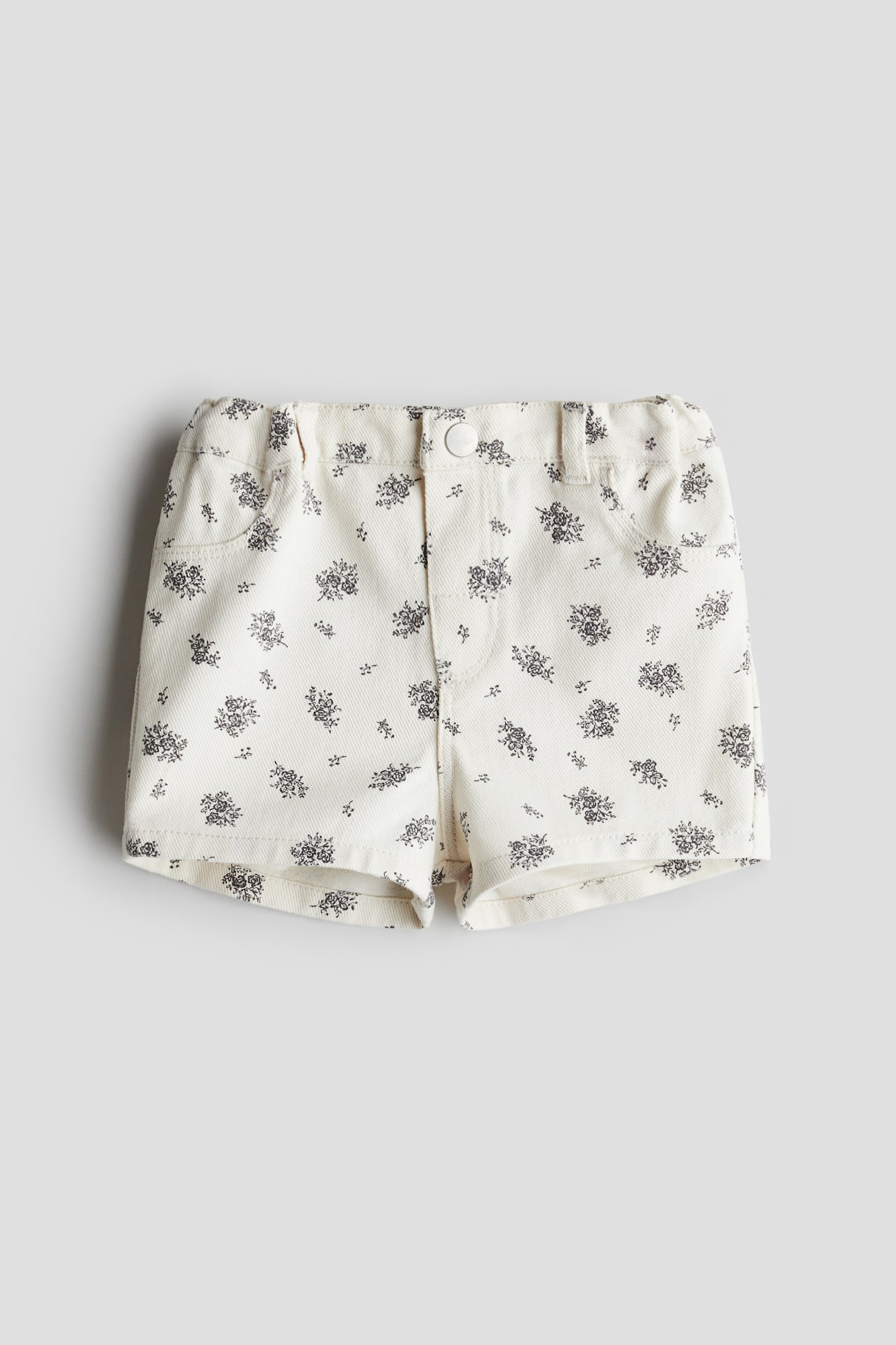 Denim shorts - White/Floral/Light mint green - 1