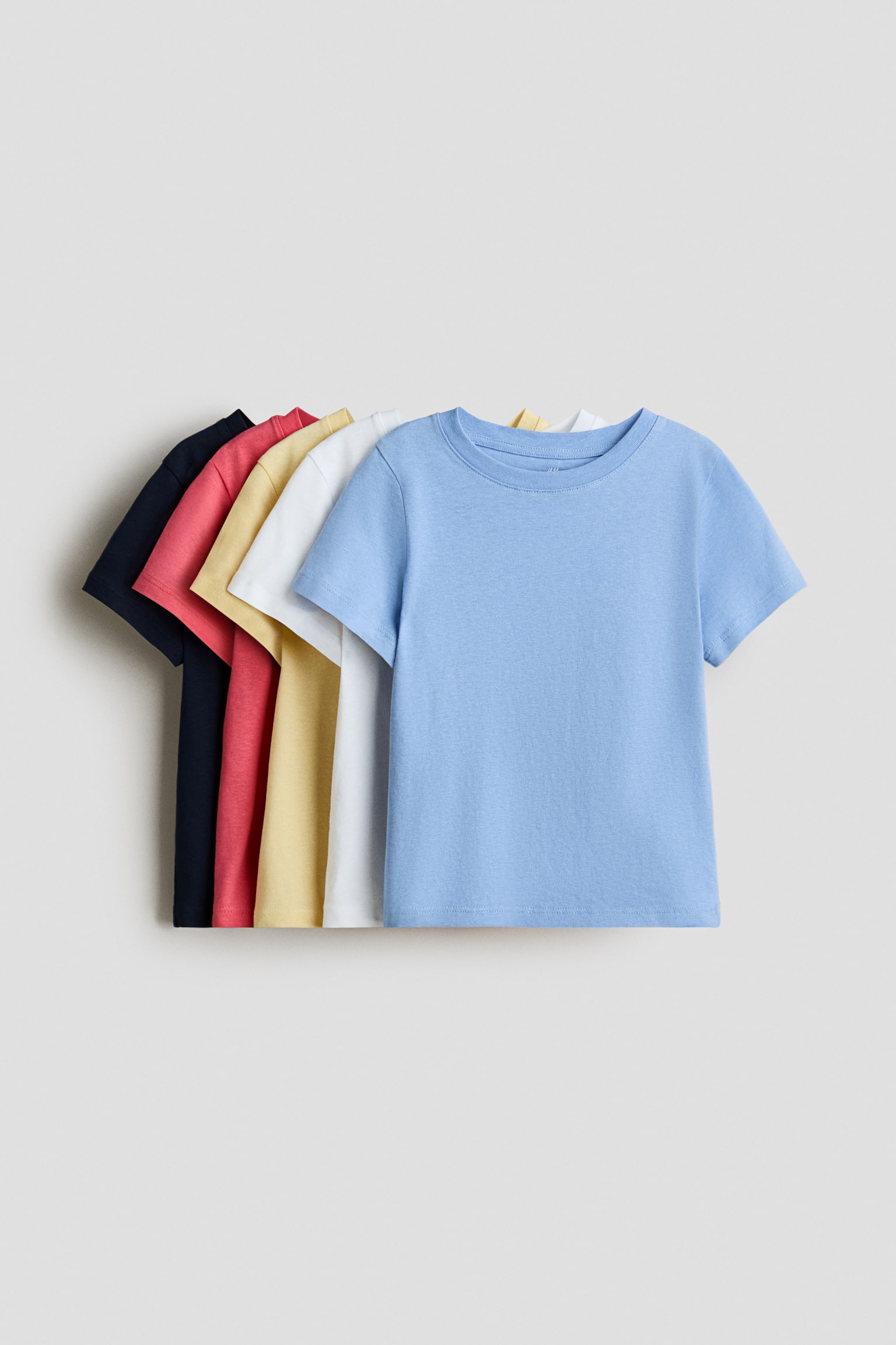 Pack de 5 camisetas de algodón - Azul/Blanco/Amarillo/Marrón/Negro/Gris oscuro/Azul/Gris claro jaspeado/Gris oscuro/Gris jaspeado