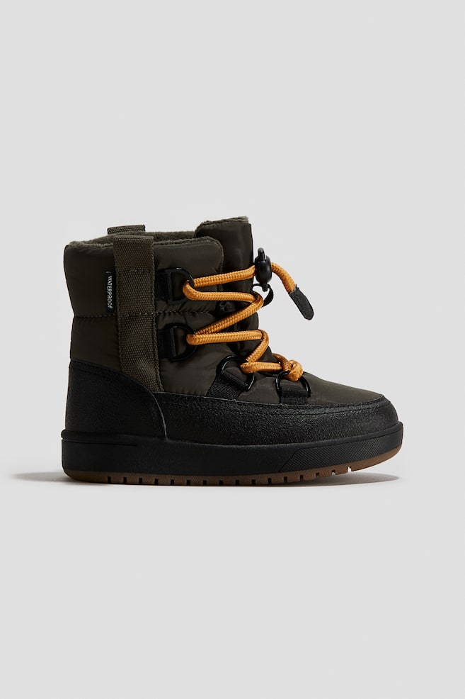 Bottines imperméables et chaudement doublées - Vert kaki foncé/Noir/Marron clair - 1