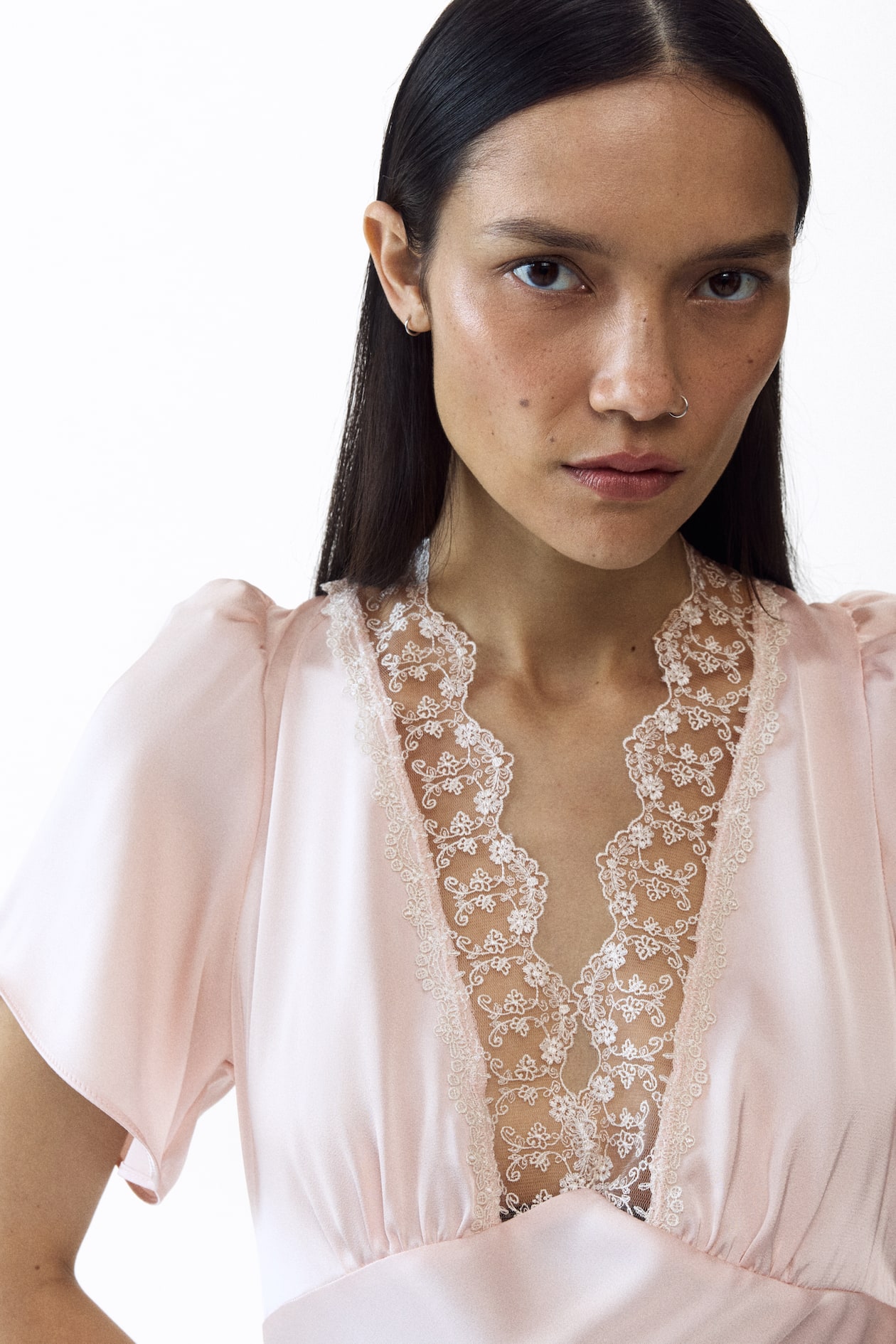 MAMA Lace-Trimmed Satin Dress - image 3