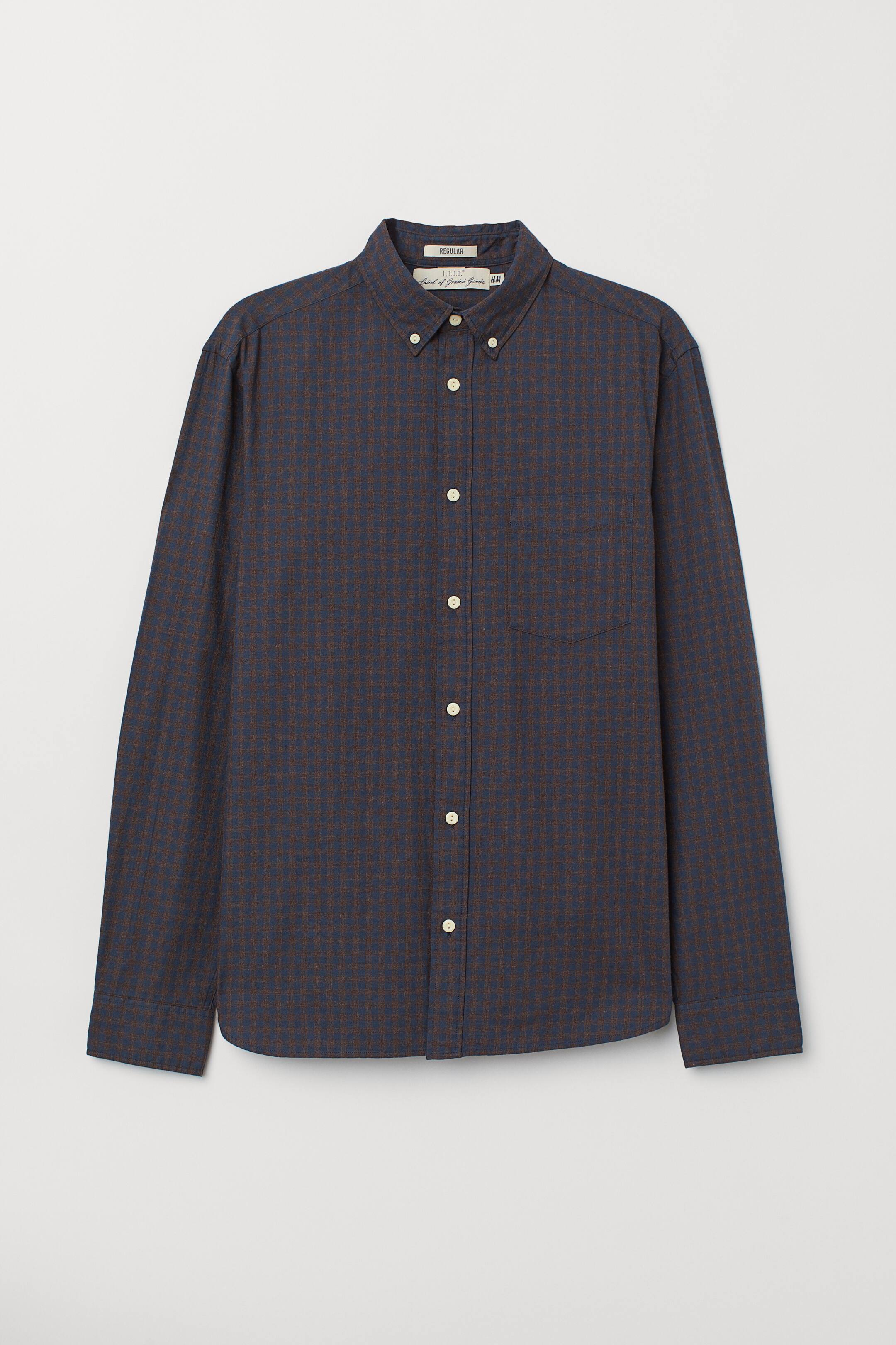 View larger image: Oxford shirt Regular Fit - Dark brown/Blue checked - Men | H&M 1